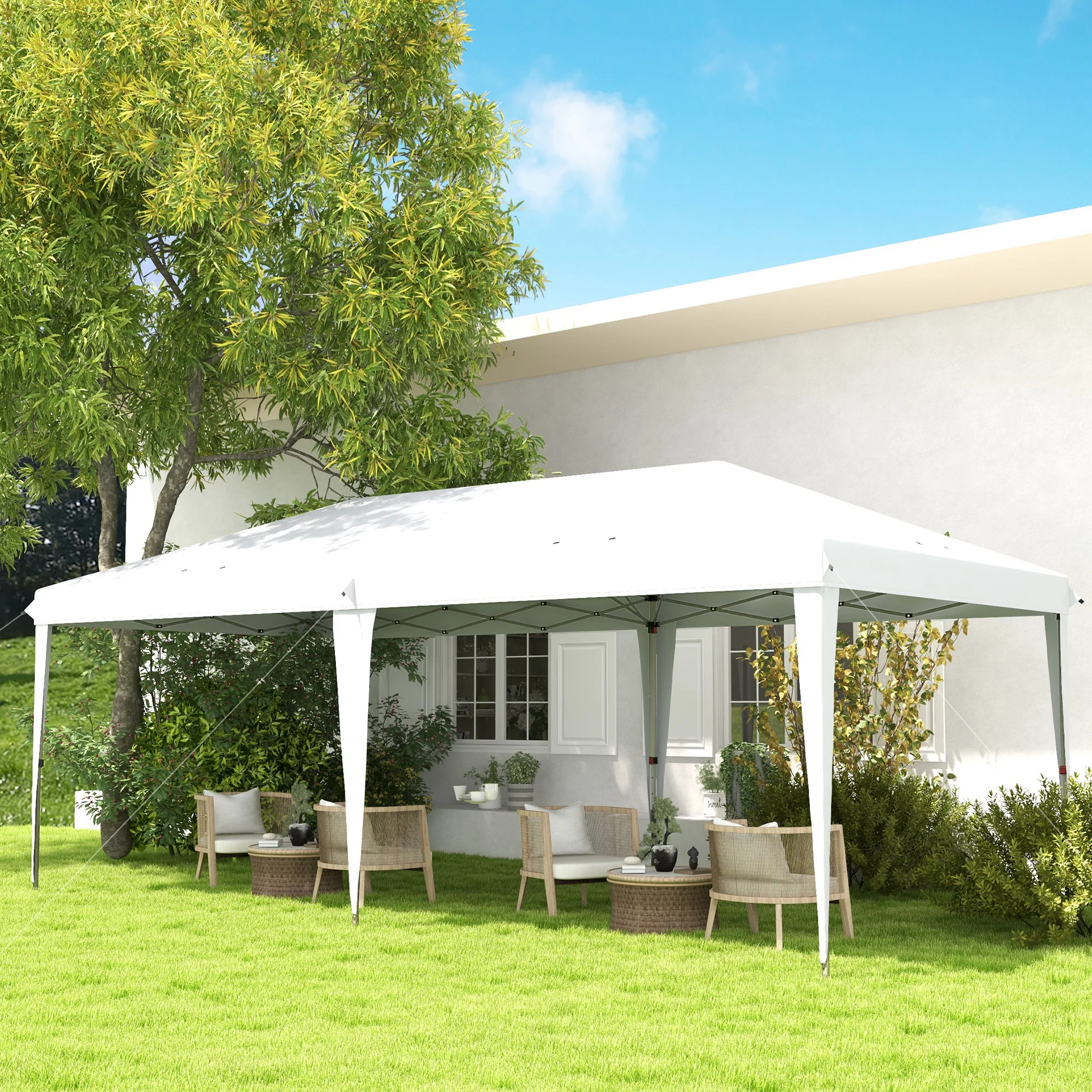 Outsunny Carpa Plegable 6x3 M Con Altura Ajustable Anti-uv Blanco - Image 4