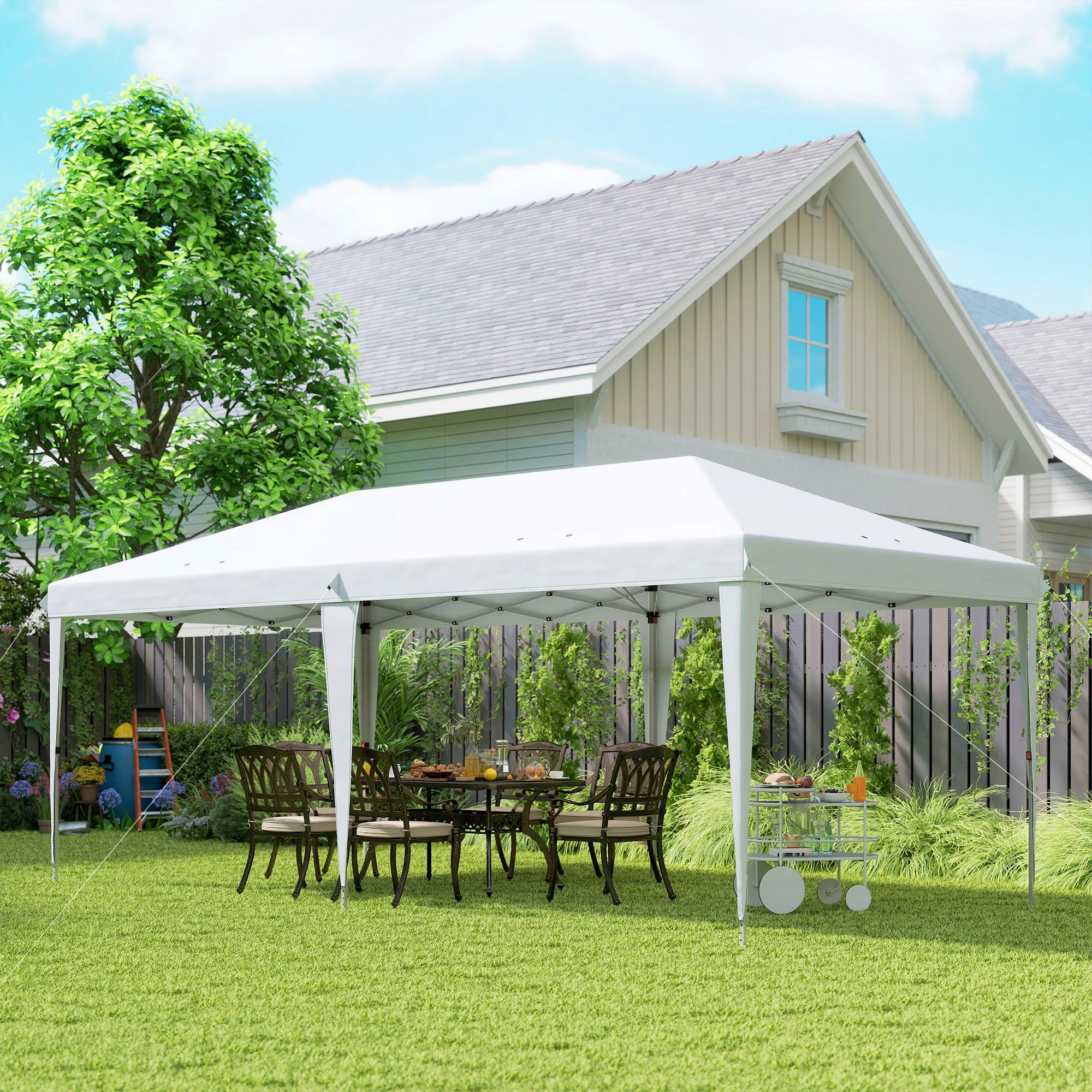 Outsunny Carpa Plegable 6x3 M Con Altura Ajustable Anti-uv Blanco - Image 5