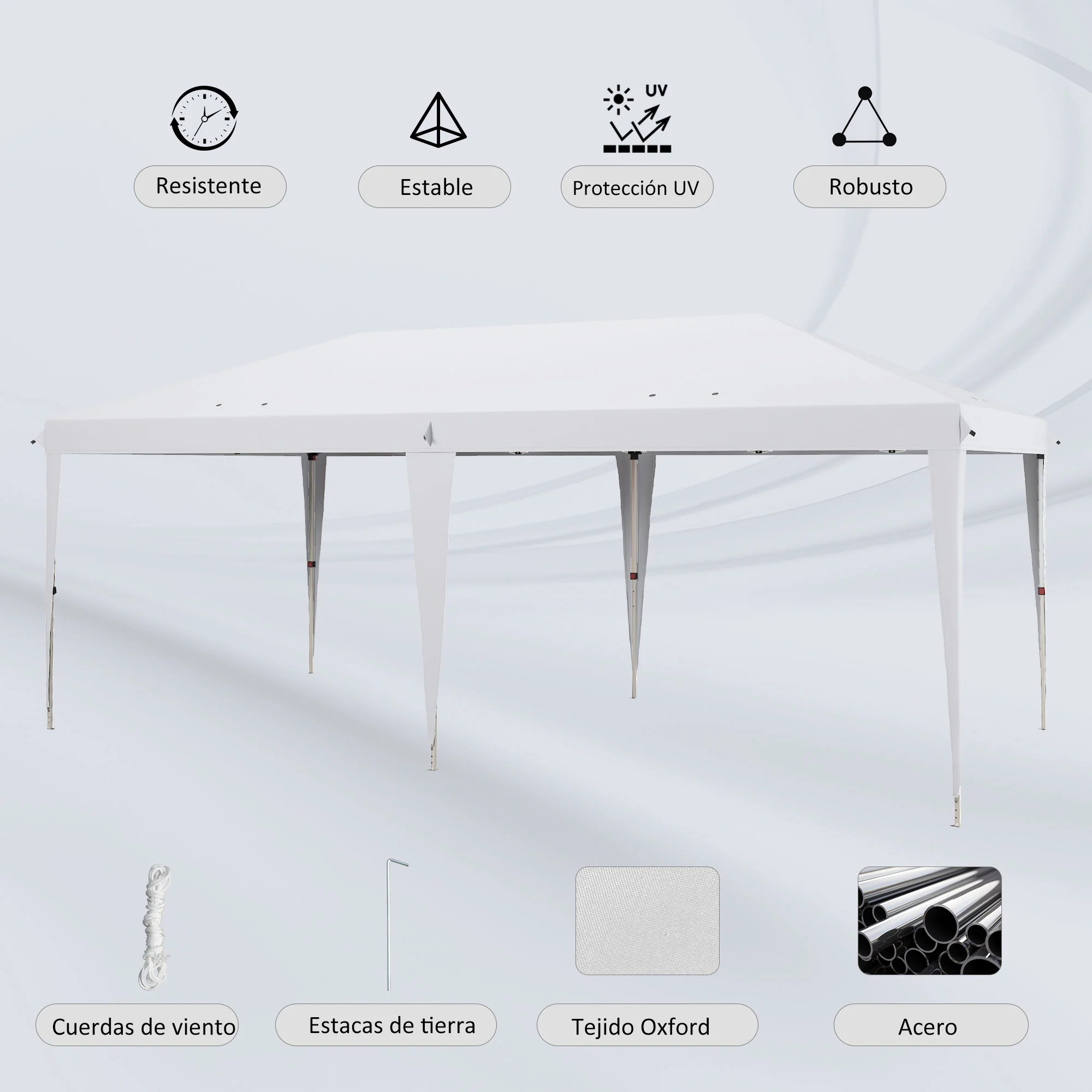 Outsunny Carpa Plegable 6x3 M Con Altura Ajustable Anti-uv Blanco - Image 6