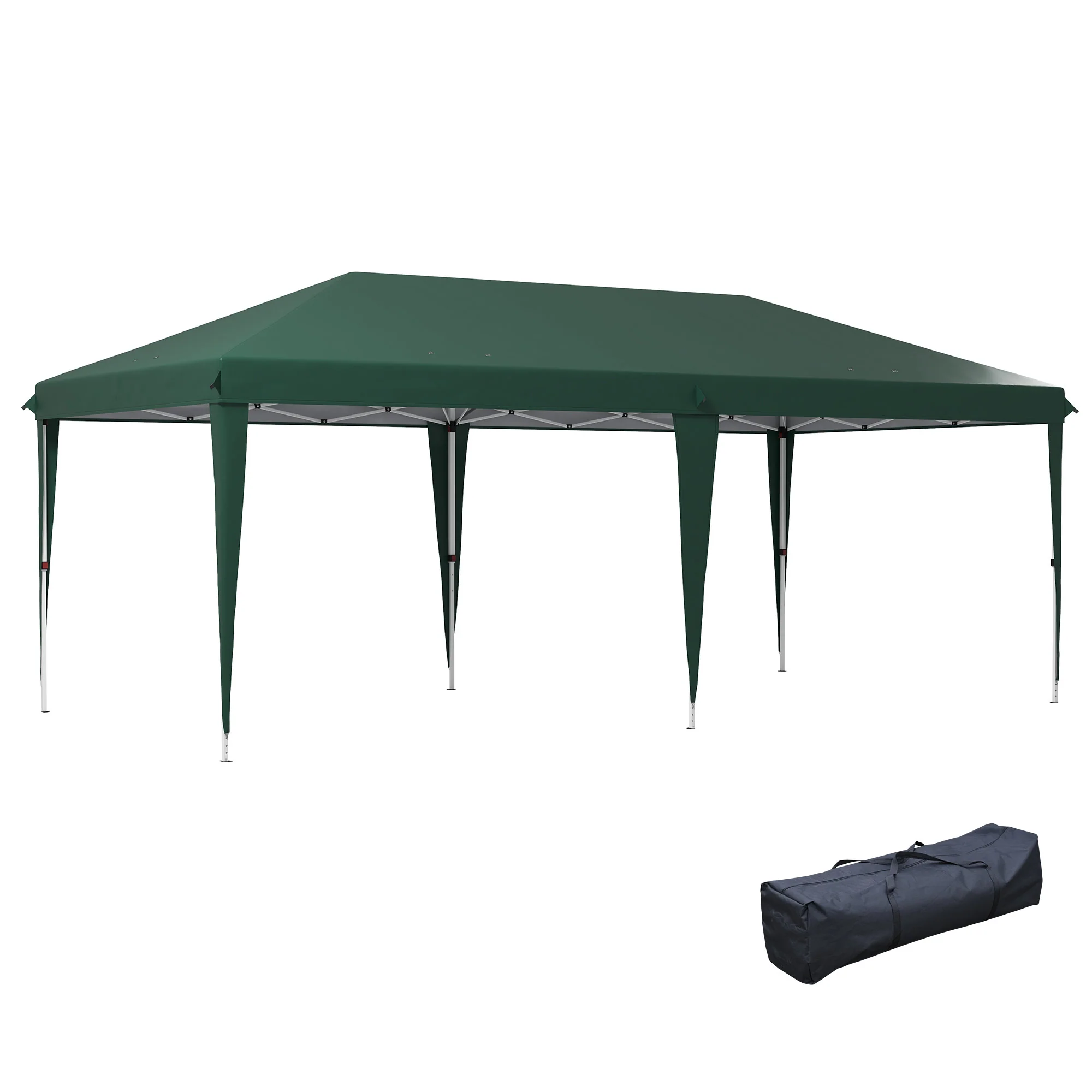 Outsunny Carpa Plegable 6x3 M Con Altura Ajustable En 3 Niveles Verde