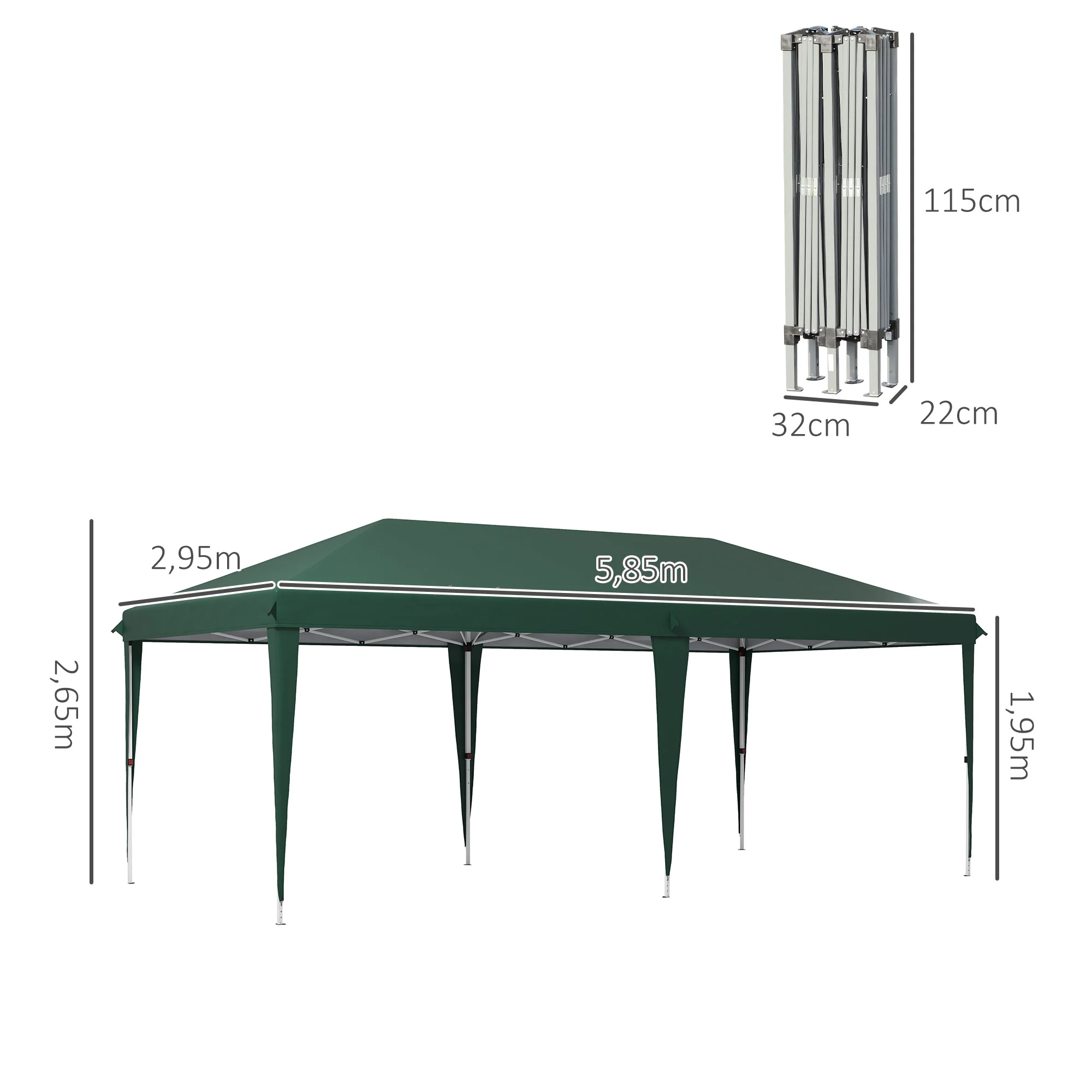 Outsunny Carpa Plegable 6x3 M Con Altura Ajustable En 3 Niveles Verde - Image 3
