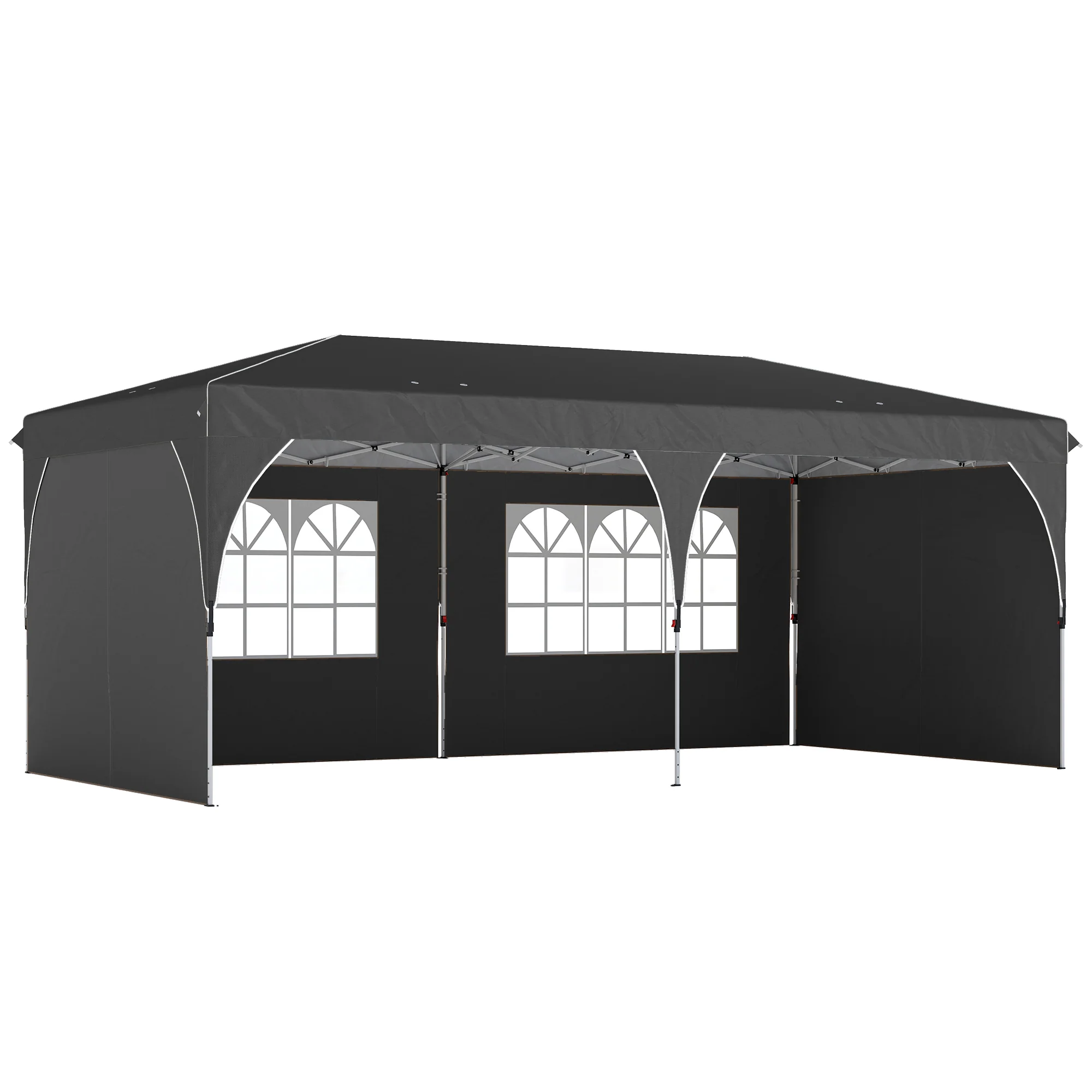 Outsunny Carpa Plegable 6x3 M Con Montaje Rápido Y Tiras Reflectantes Gris