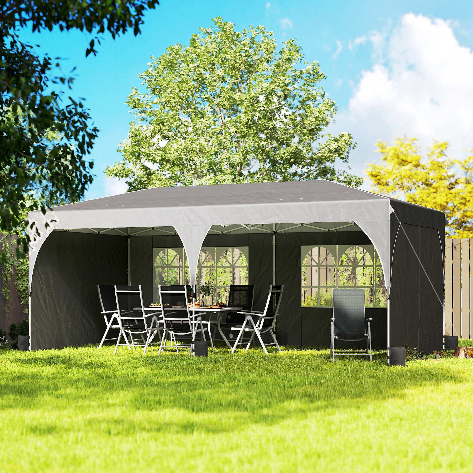 Outsunny Carpa Plegable 6x3 M Con Montaje Rápido Y Tiras Reflectantes Gris - Image 2