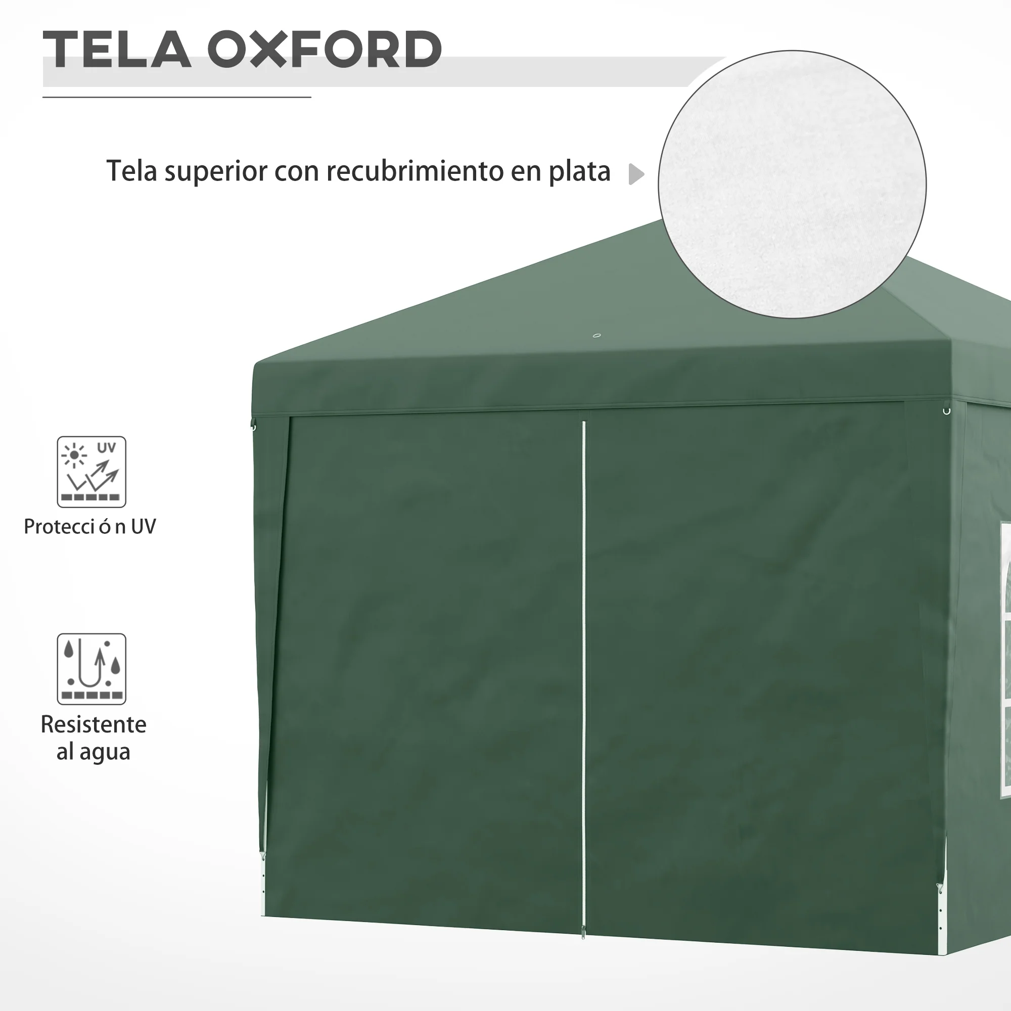 Outsunny Carpa Plegable Con 4 Paredes Desmontables 3x3 M Para Exterior Verde - Image 6