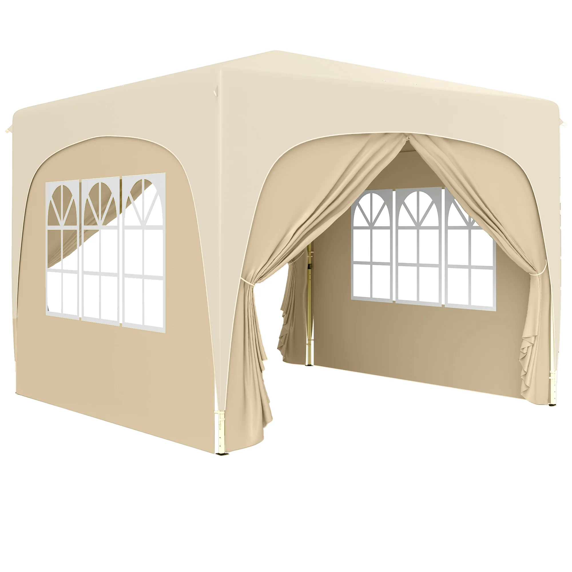 Outsunny Carpa Plegable Gazabo 3x3 M Con Paneles Laterales Upf50+ Arena