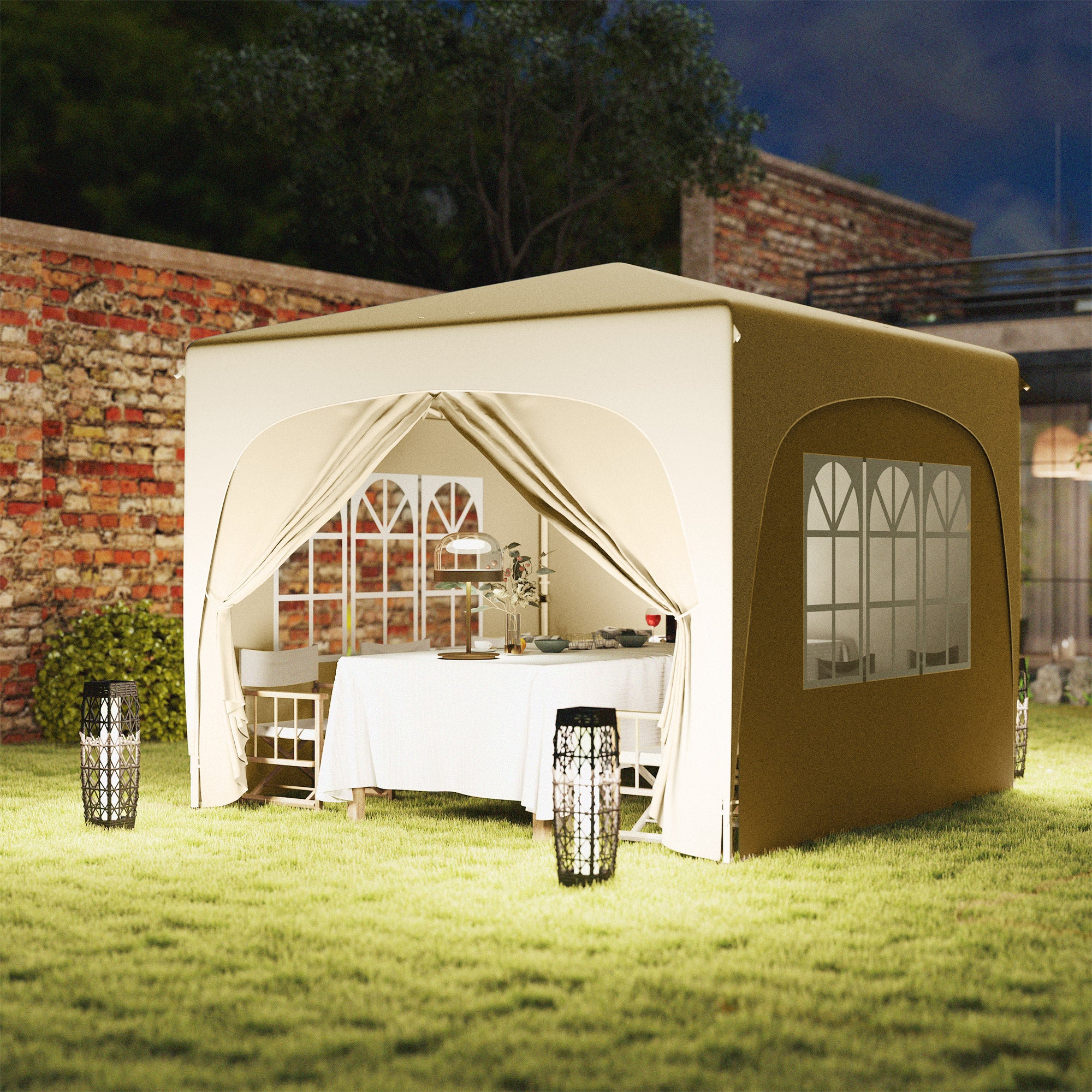 Outsunny Carpa Plegable Gazabo 3x3 M Con Paneles Laterales Upf50+ Arena - Image 4