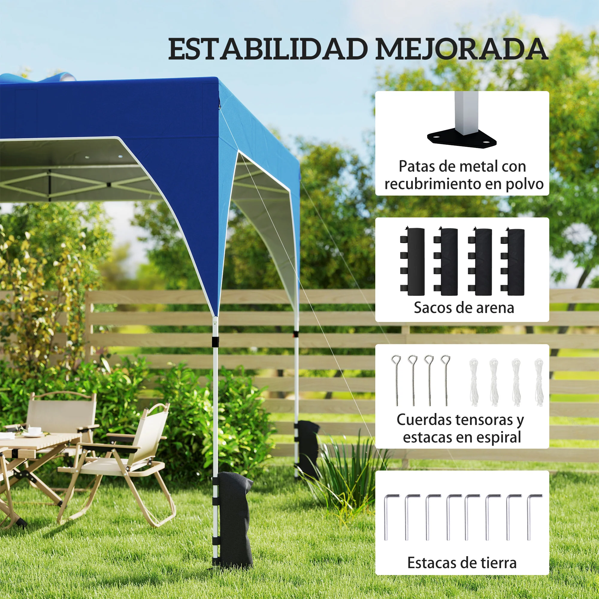 Outsunny Carpa Plegable Pop-up 3x3 M Con Bloqueo Central Altura Ajustable - Image 6