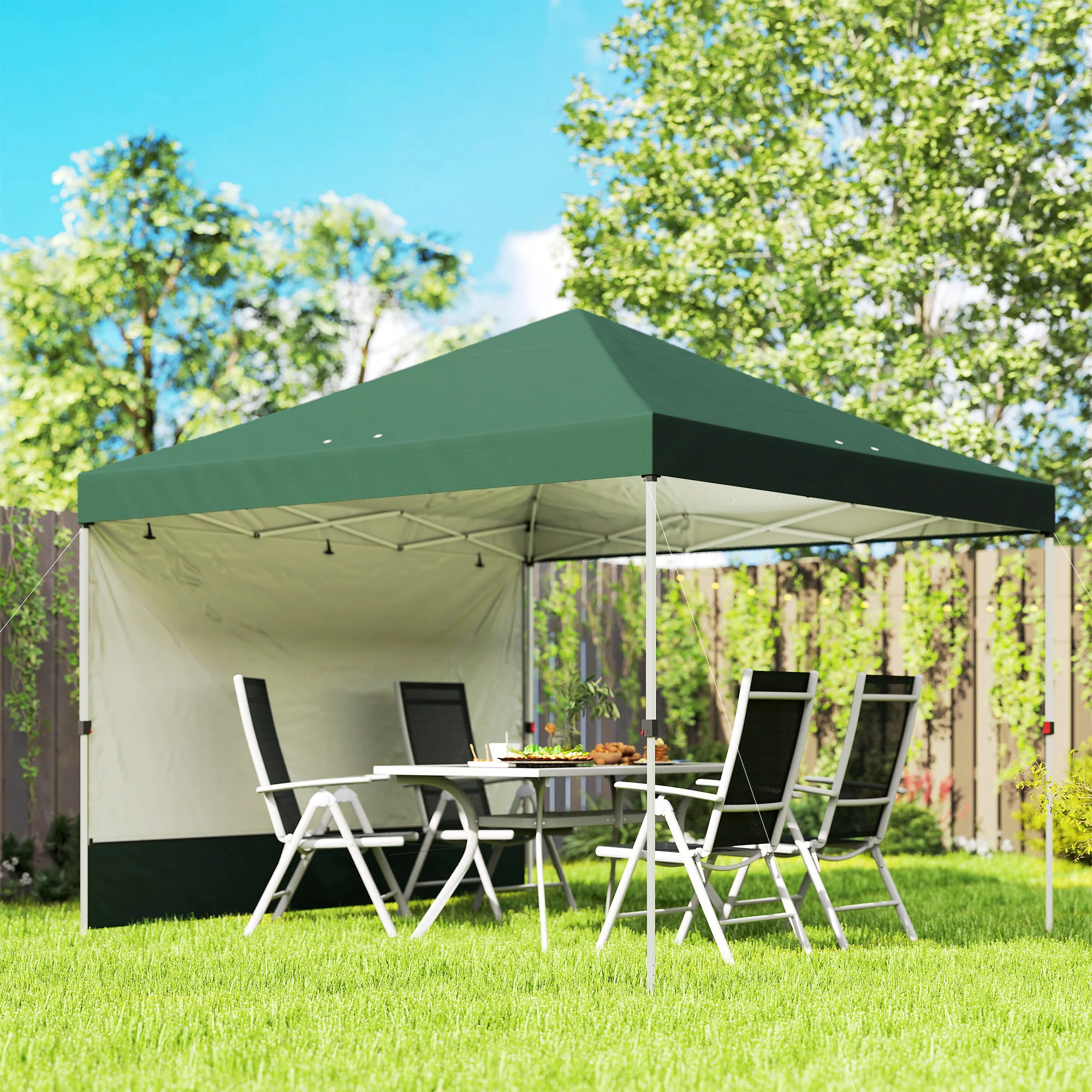 Outsunny Carpa Plegable Pop-up 3x3 M Con Pared Upf50+ Altura Ajustable Verde - Image 2