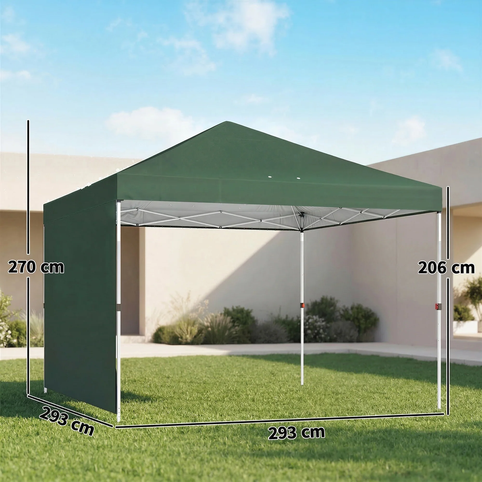 Outsunny Carpa Plegable Pop-up 3x3 M Con Pared Upf50+ Altura Ajustable Verde - Image 3