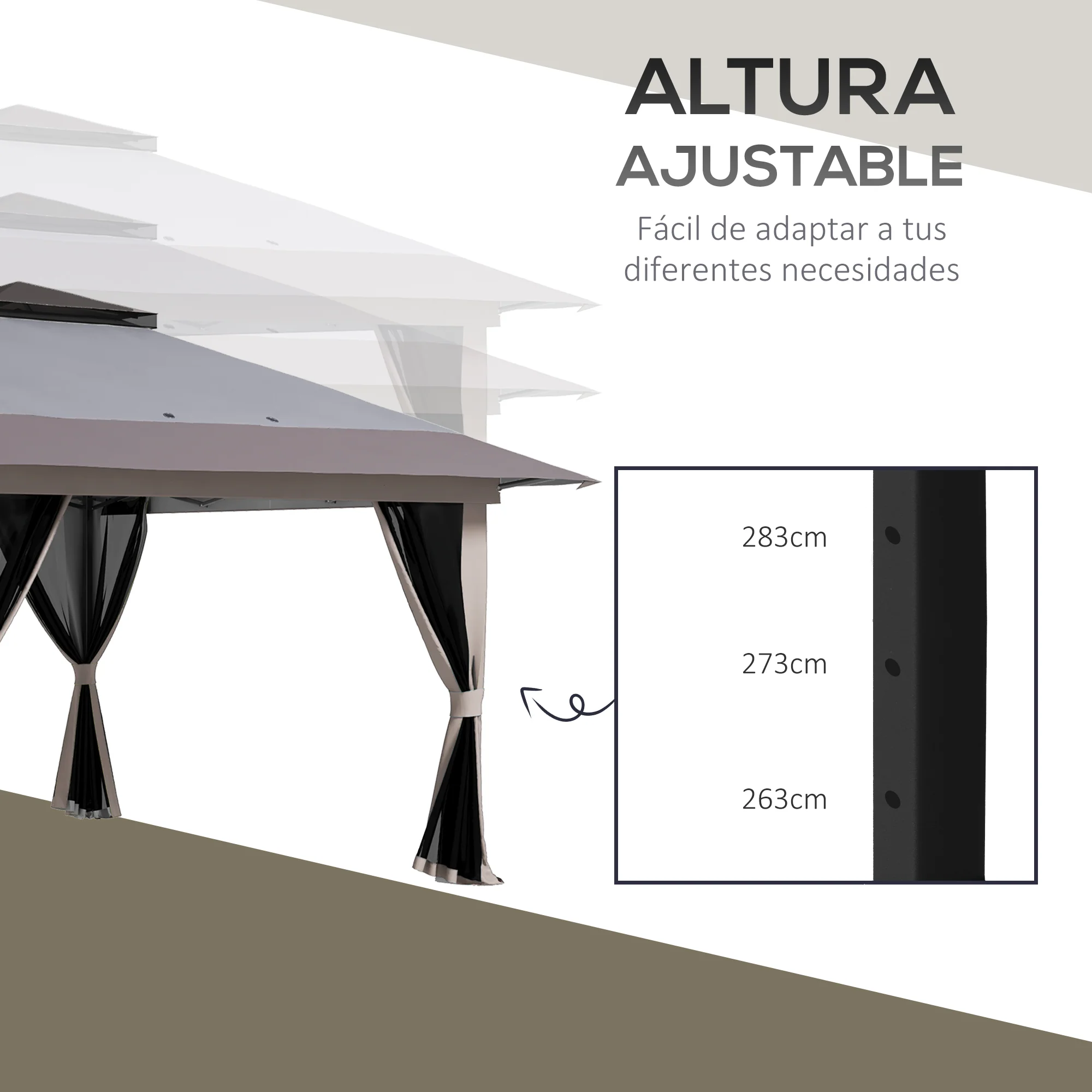 Outsunny Carpa Plegable Pop-up 4x4x2,8 M Altura Ajustable Protección Uv50+ - Image 6