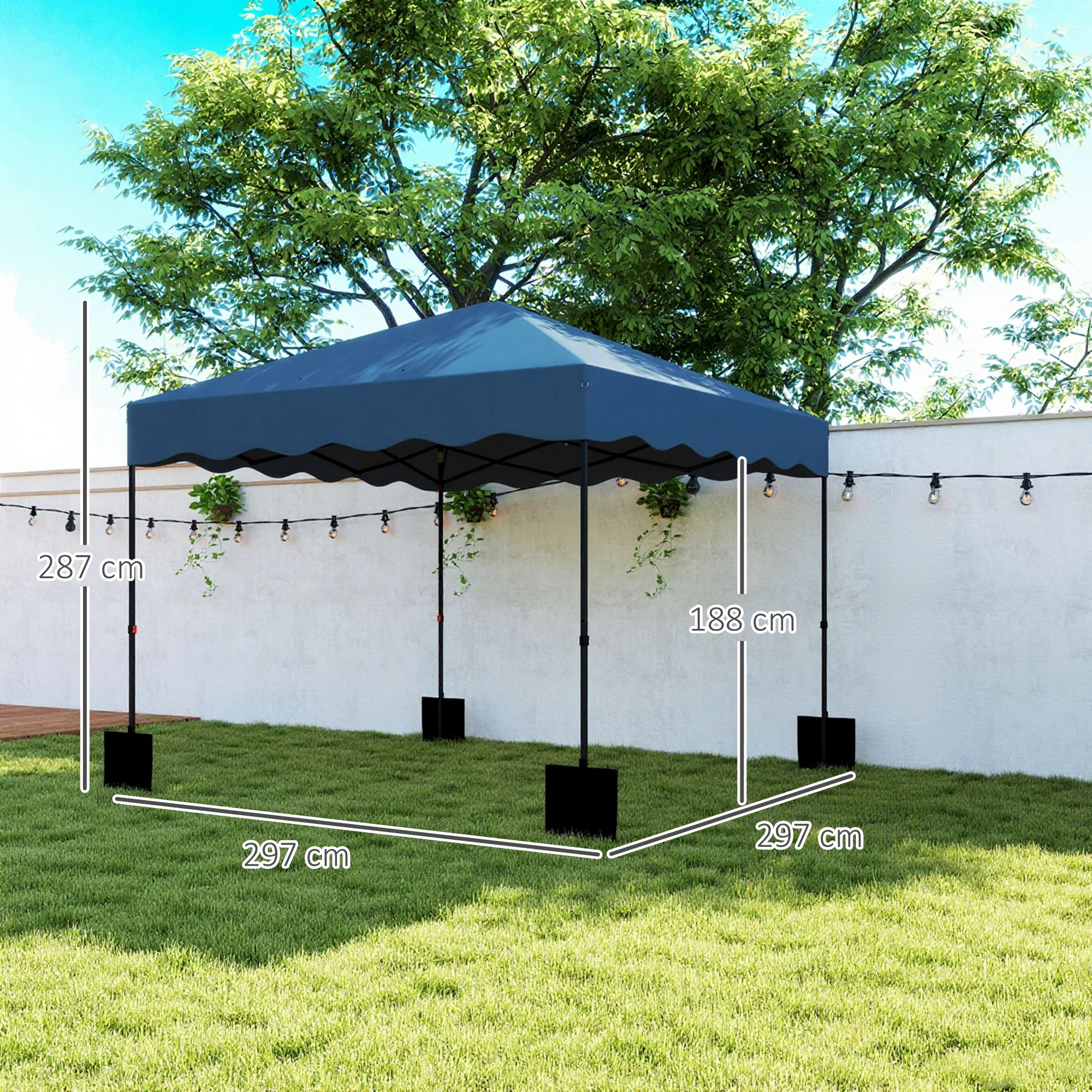 Outsunny Carpa Plegable Pop-up Gazebo 3x3 M Con Protección Uv 50+ Azul Oscuro - Image 3