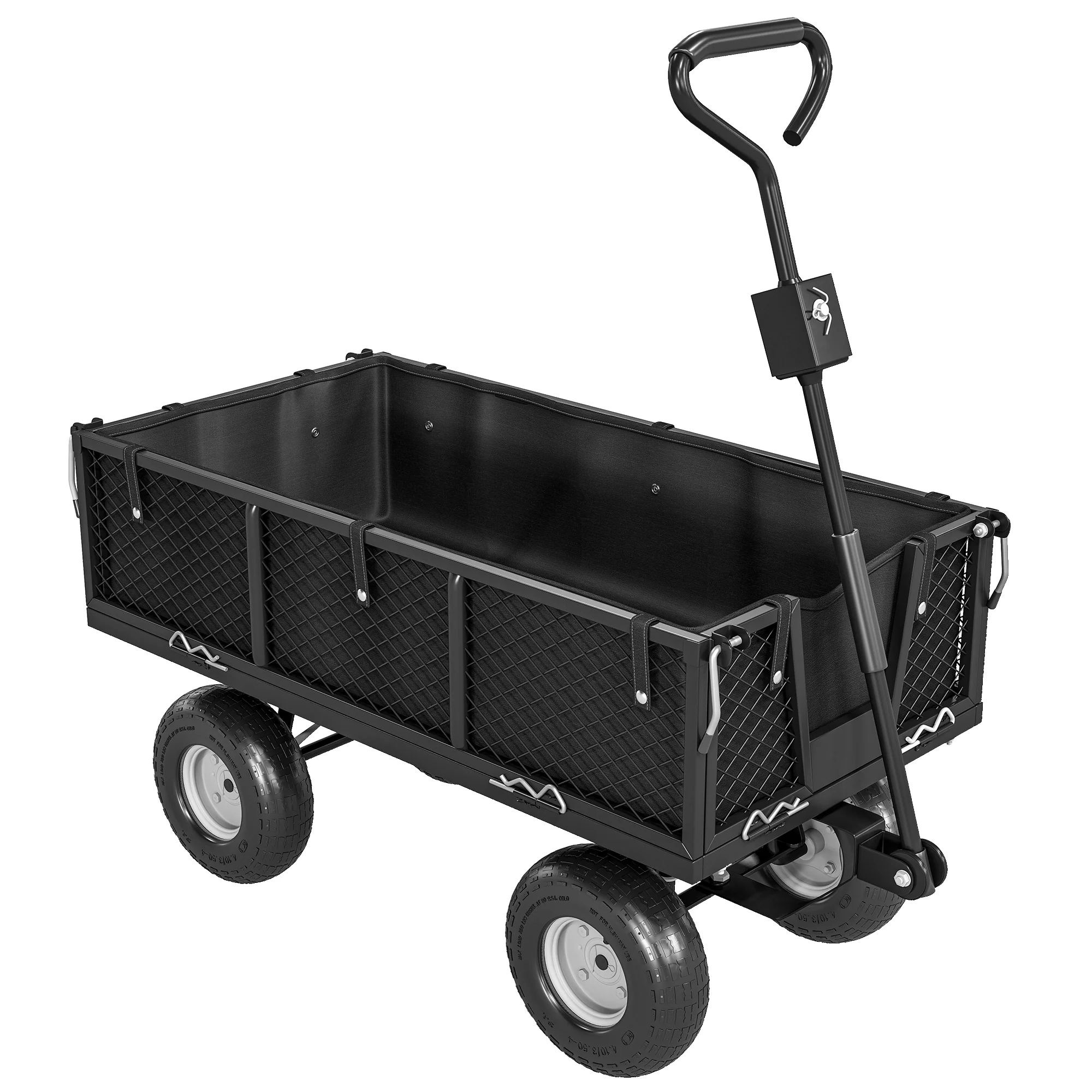 Outsunny Carrito De Jardín Con Ruedas Grandes Mango Giratorio Carga 300 Kg Negro