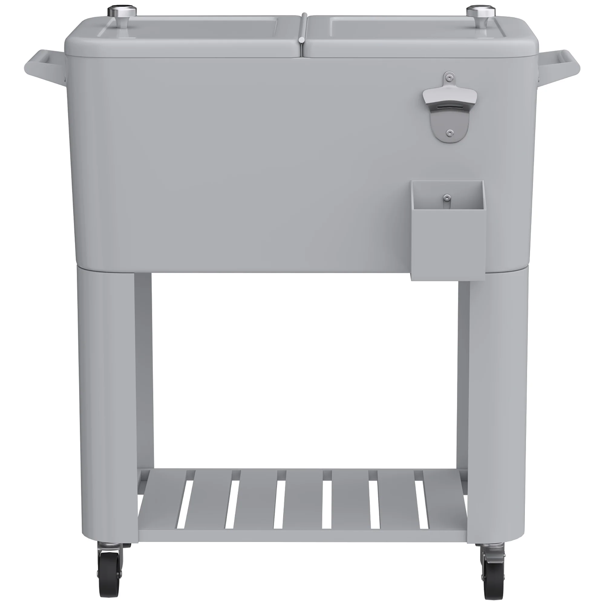 Outsunny Carrito Nevera De 76l Con Ruedas Estante Abrebotellas Asas Plateado - Image 4