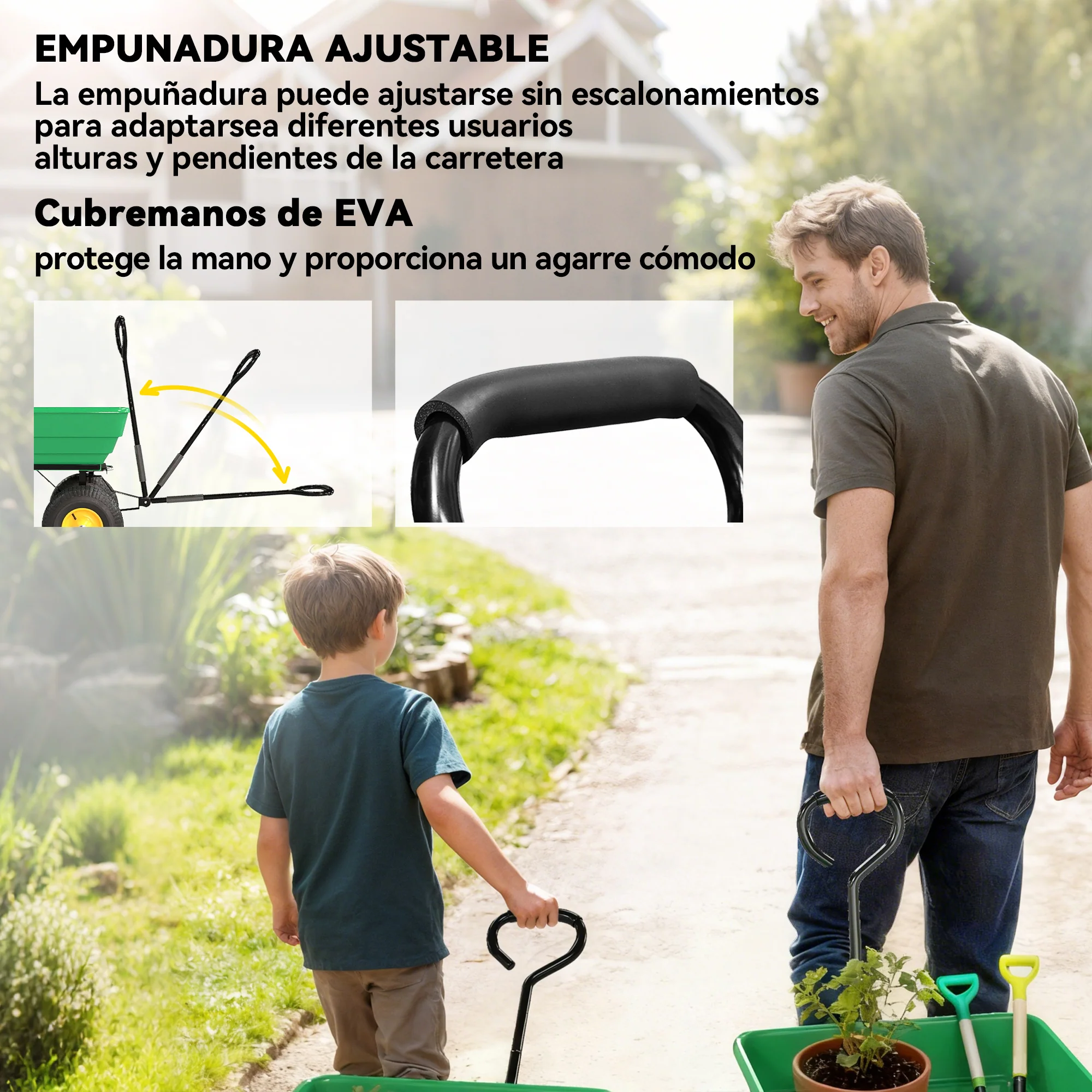Outsunny Carro De Jardín Con Carrocería Inclinable 109x52x94 Cm Verde Oscuro - Image 6