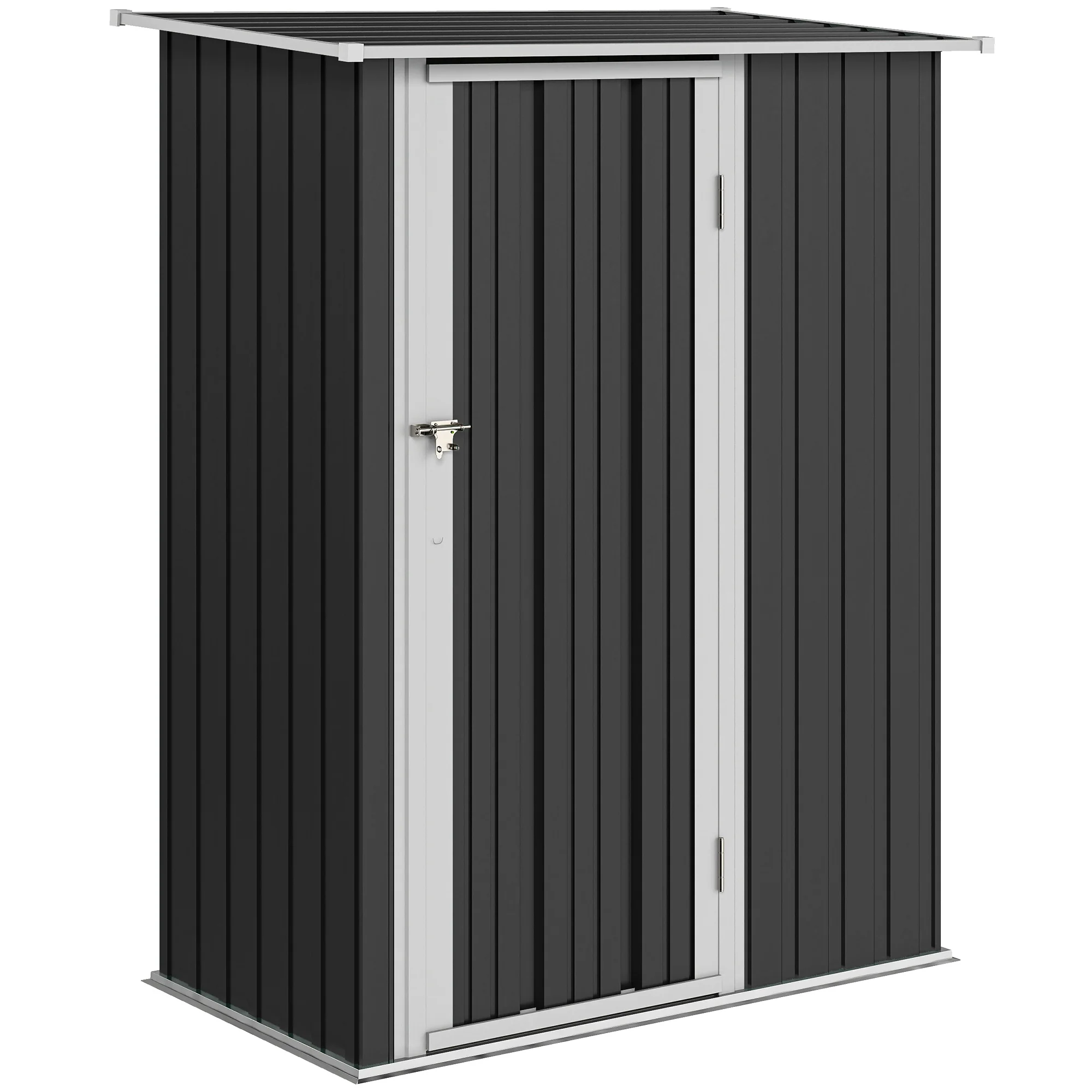 Outsunny Caseta De Jardín 1,07m² 142x86x189cm Metálico Con Puerta Gris