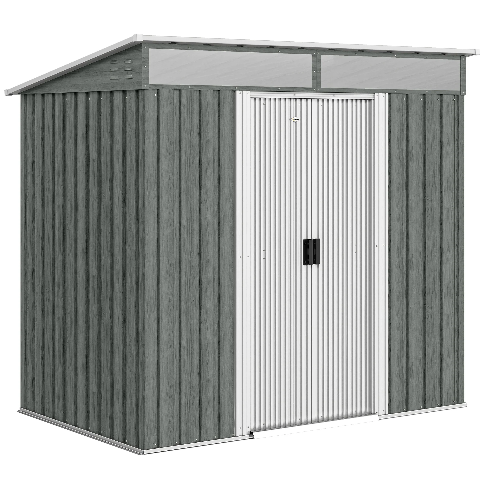 Outsunny Caseta De Jardín 2 M² 195x122x181,5 Cm Con Puerta Corredera Gris Claro