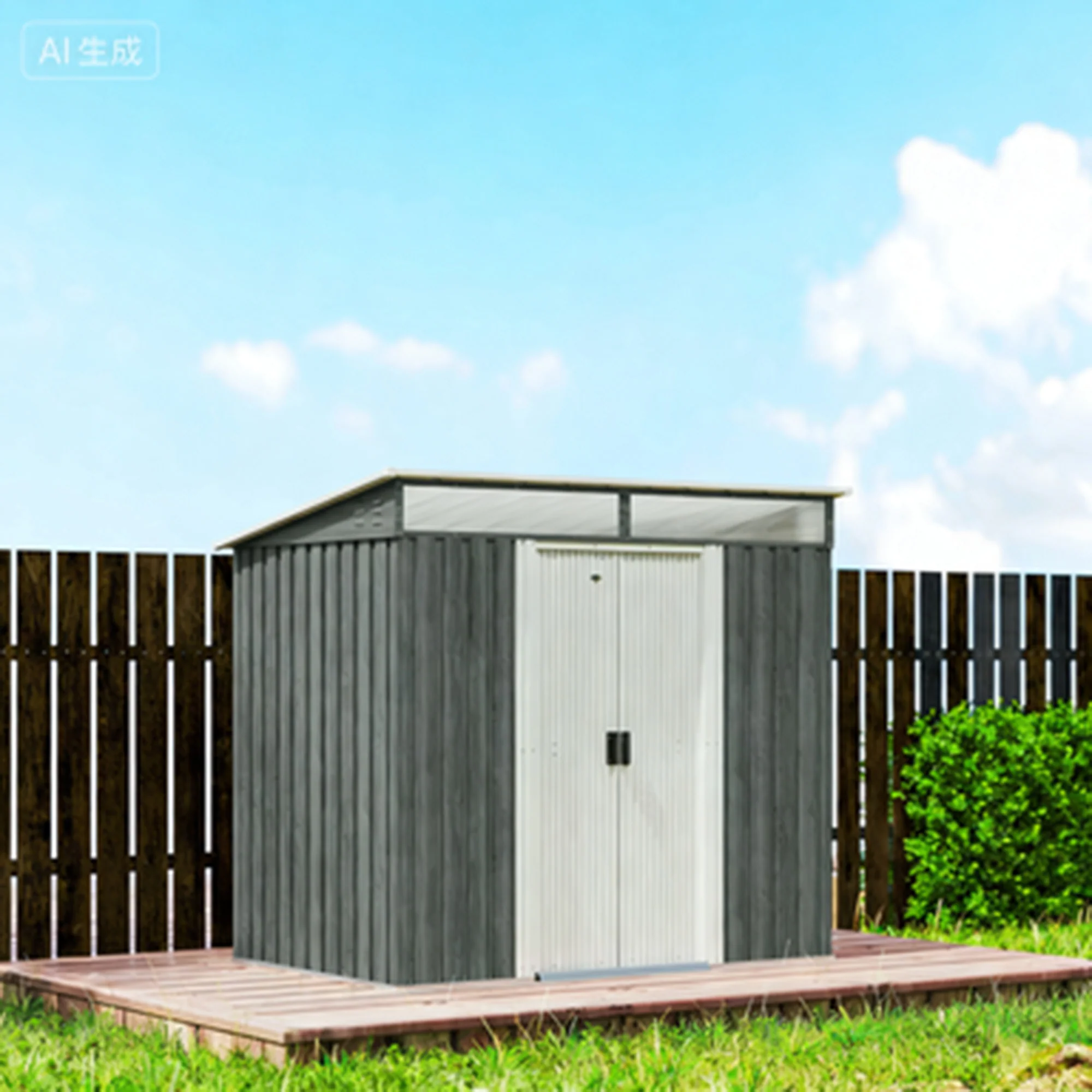 Outsunny Caseta De Jardín 2 M² 195x122x181,5 Cm Con Puerta Corredera Gris Claro - Image 5