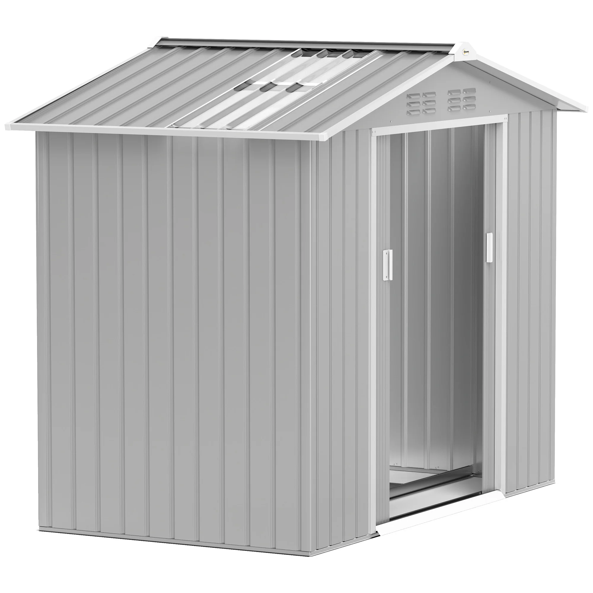 Outsunny Caseta De Jardín 213x130x185 Cm Con 2 Puertas Correderas Y 4 Ventanas