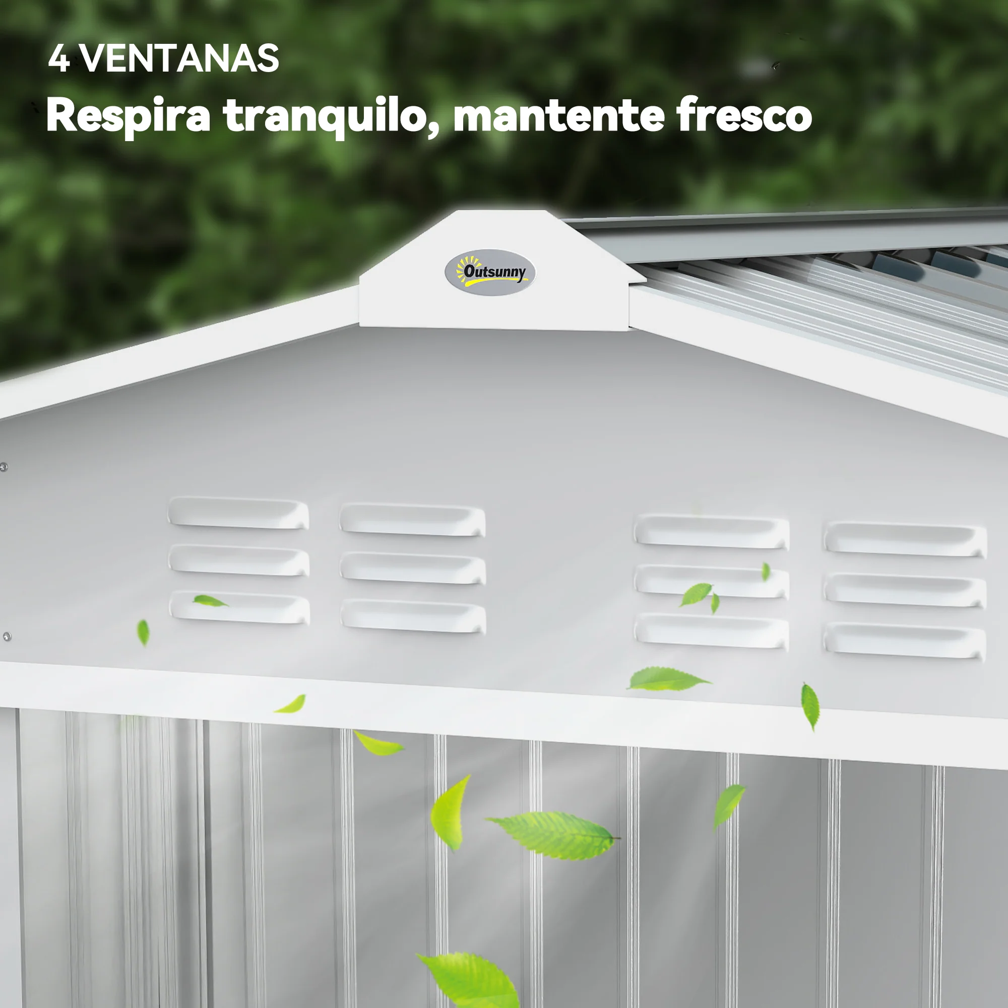 Outsunny Caseta De Jardín 213x130x185 Cm Con 2 Puertas Correderas Y 4 Ventanas - Image 5