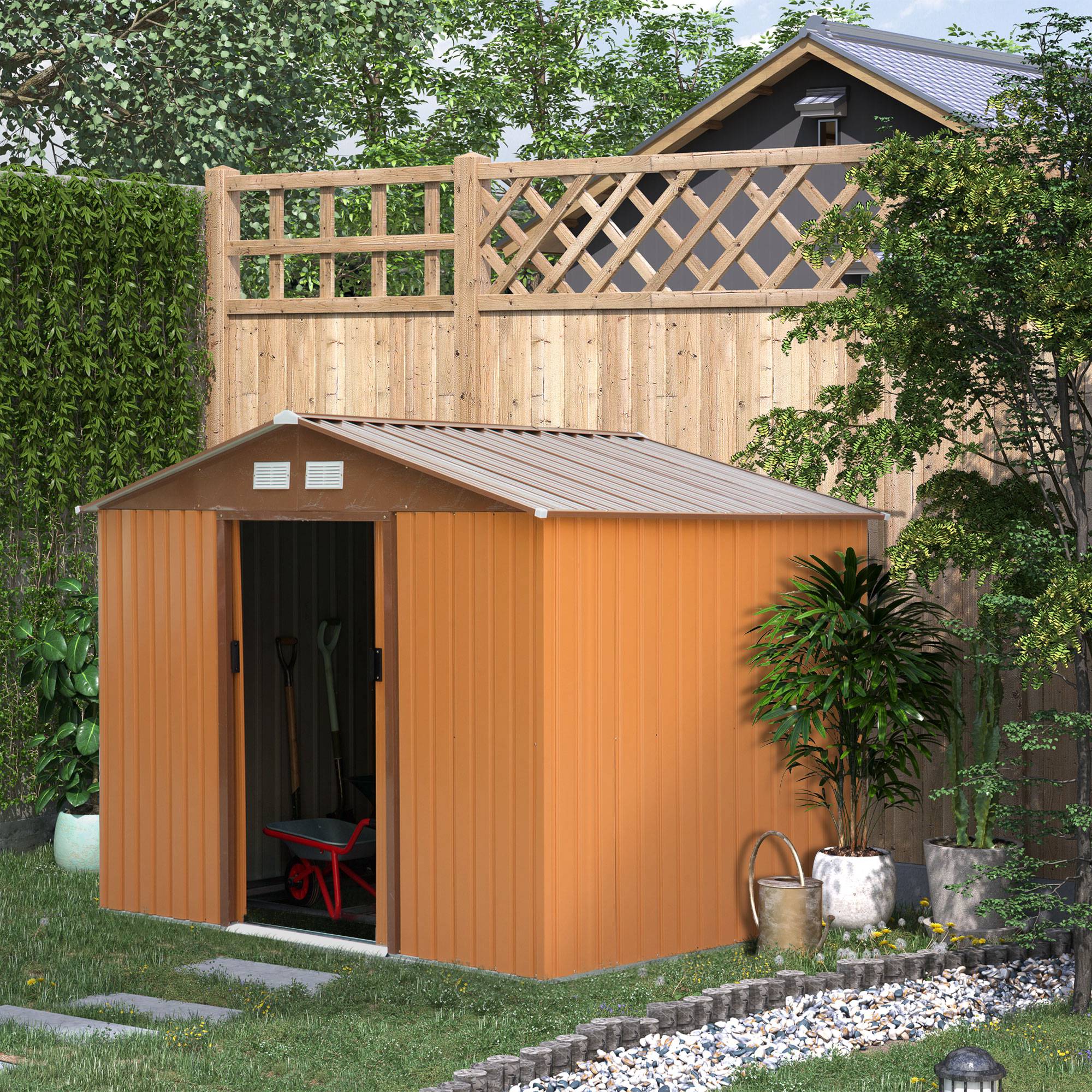 Outsunny Caseta De Jardín De Exterior 4,9 M² 277x195x192 Cm Amarillo - Image 2