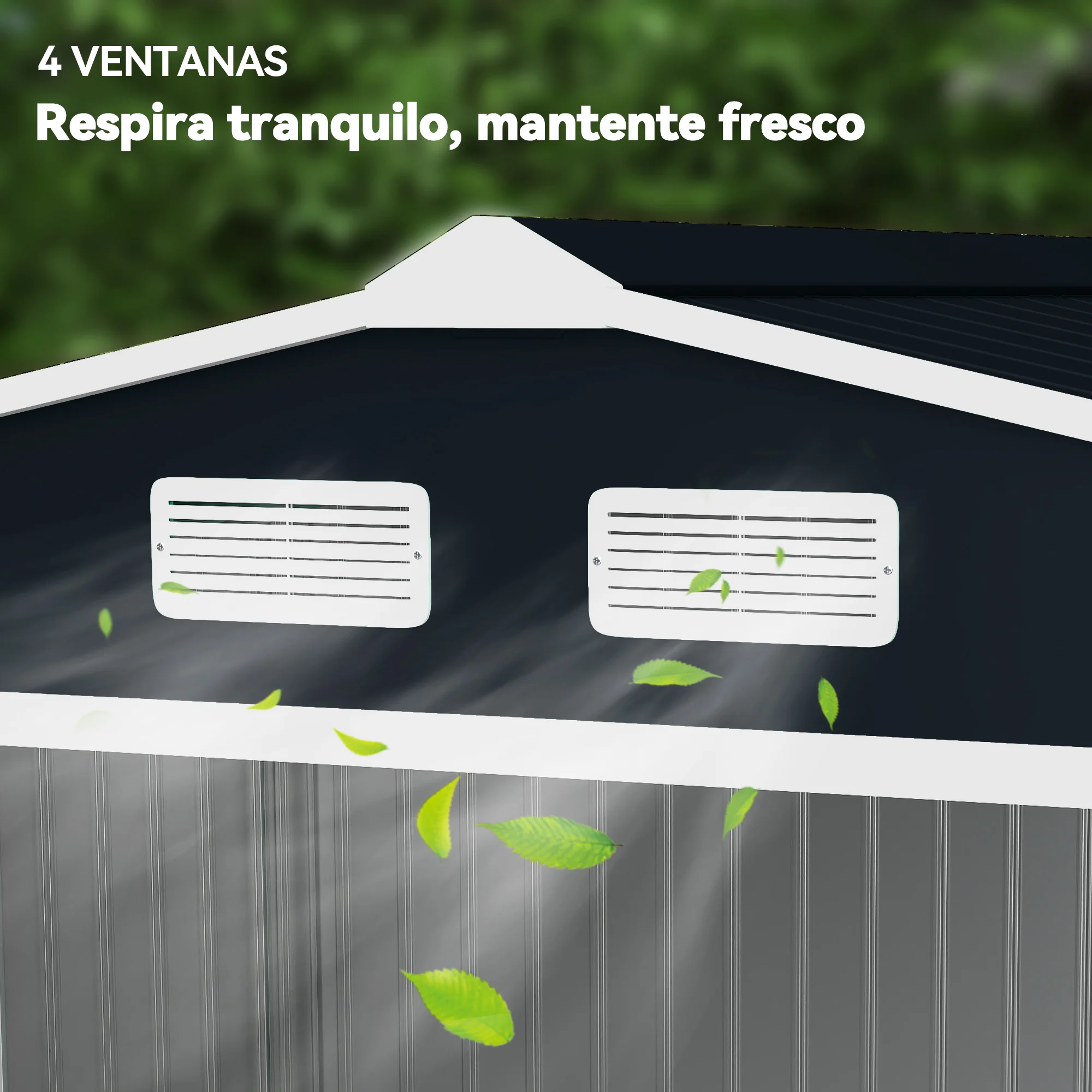 Outsunny Caseta De Jardín De Exterior 4,9 M² 277x195x192 Cm Gris Oscuro - Image 4