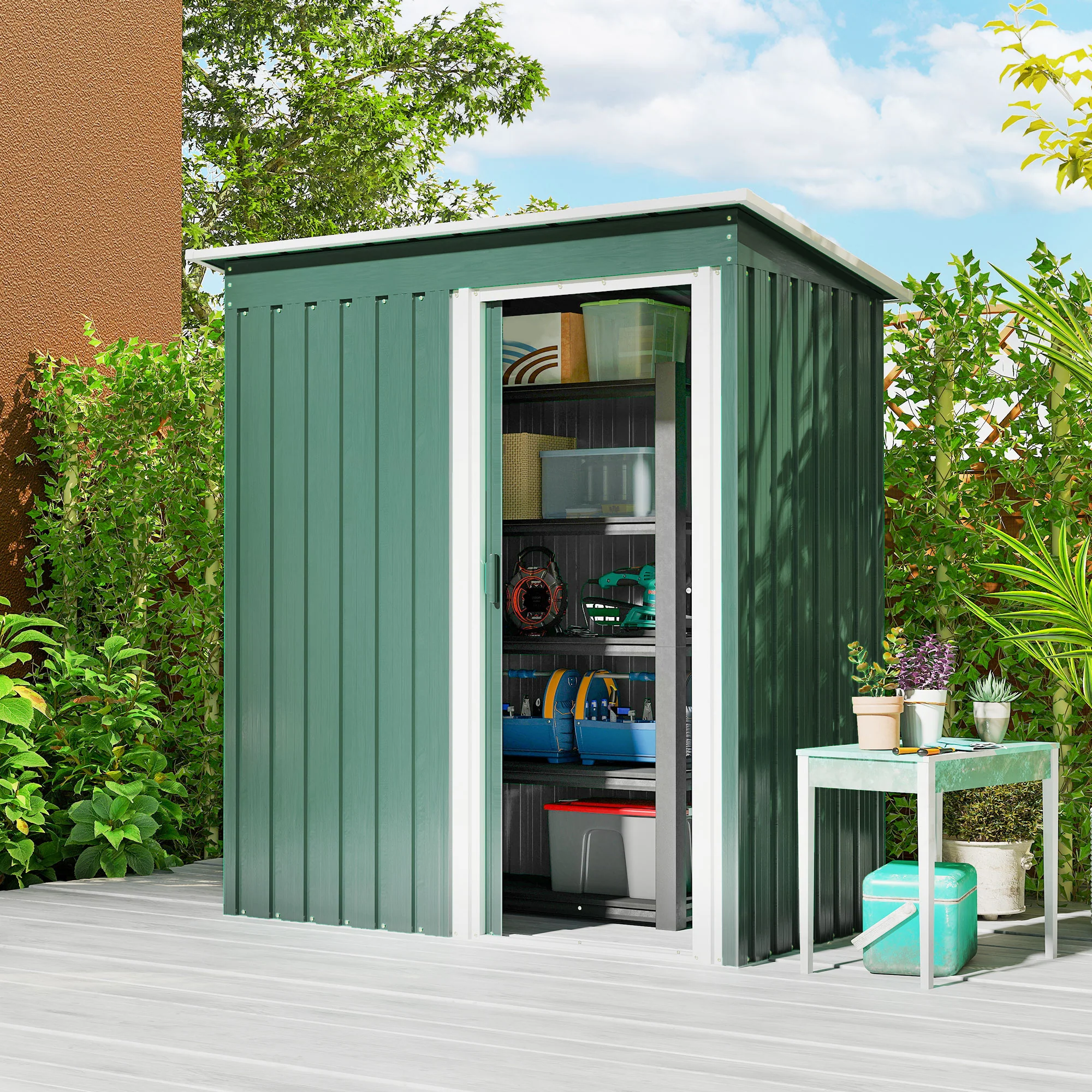 Outsunny Caseta De Jardín Exterior 1,16 M² 163x89x182 Cm Con Puerta Corredera - Image 2