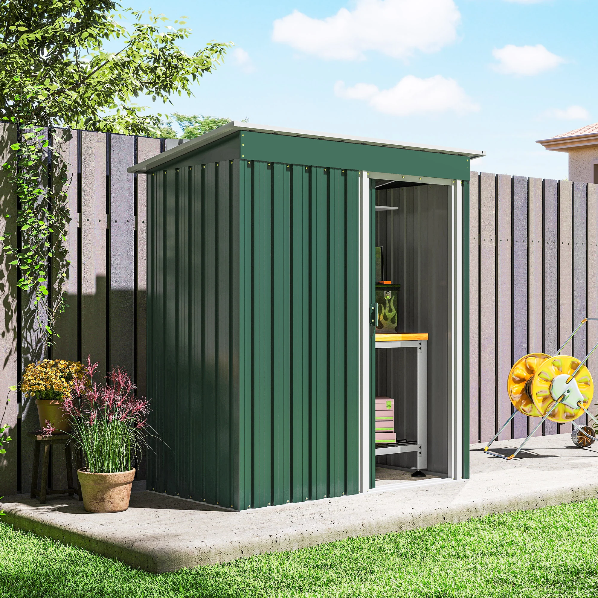 Outsunny Caseta De Jardín Exterior 1,16 M² 163x89x182 Cm Con Puerta Corredera - Image 4