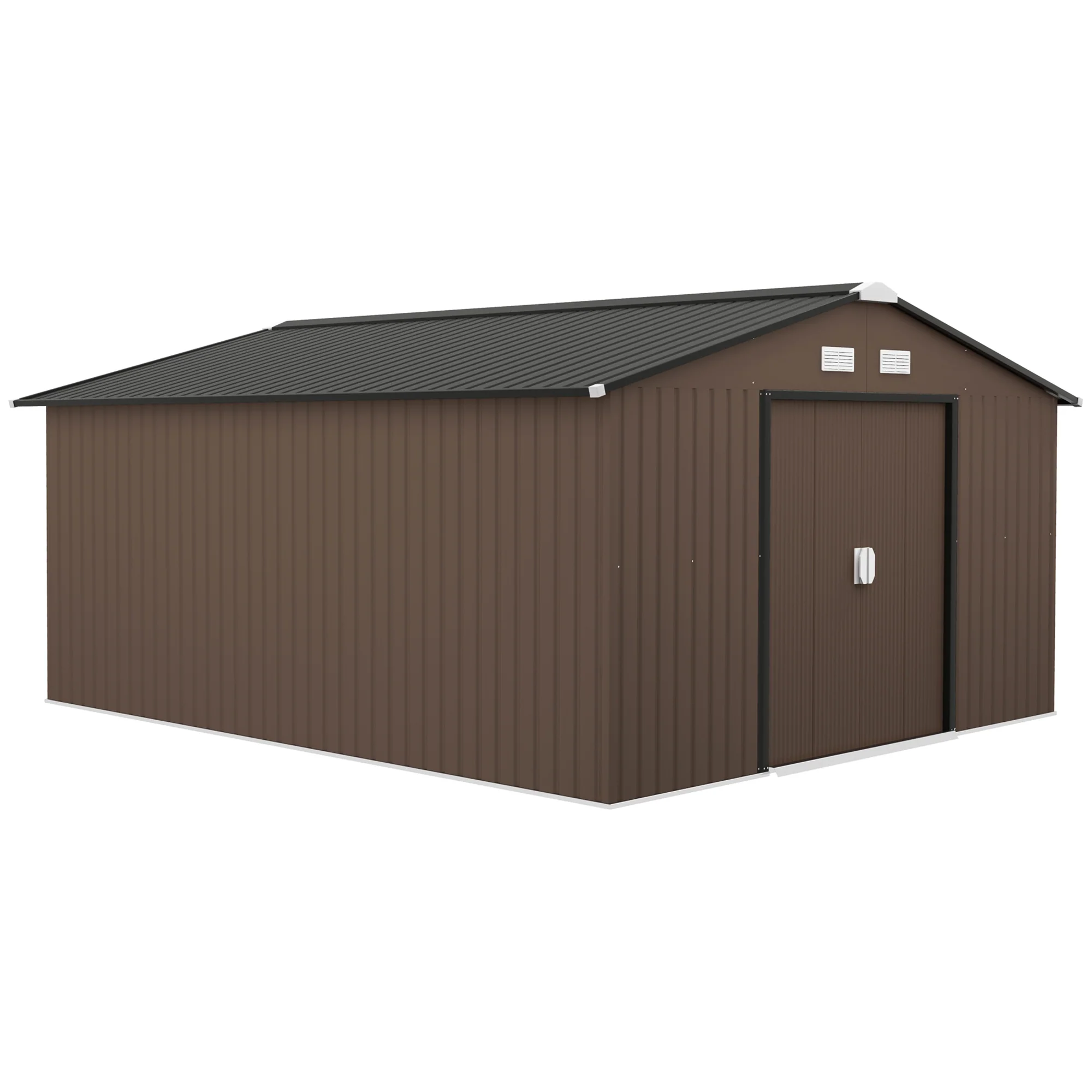 Outsunny Caseta De Jardín Exterior 12,4 M² 340x386x200 Cm Con Puerta Corredera
