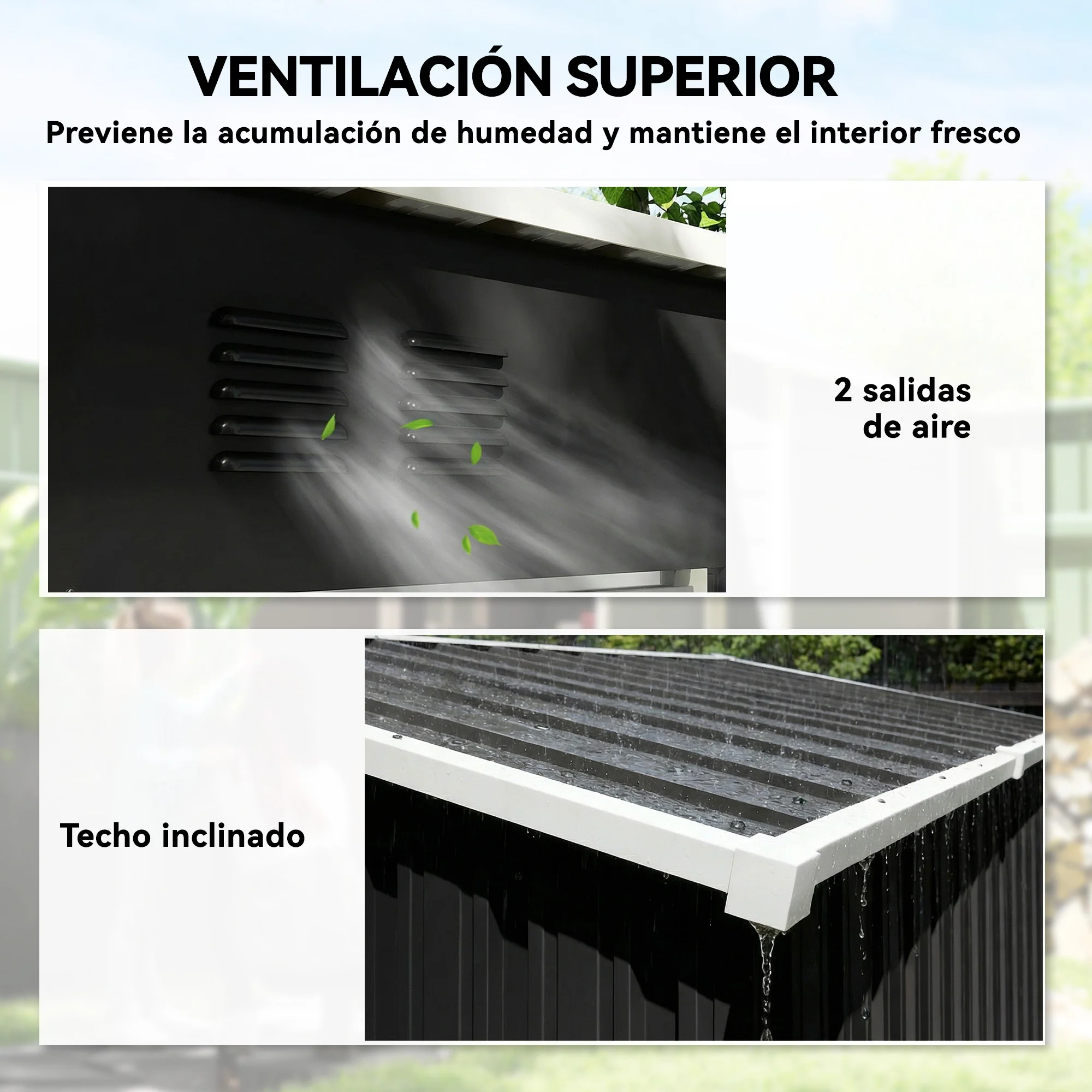 Outsunny Caseta De Jardín Exterior 1,37 M² Con Puerta Con Pestillo Y Ventilación - Image 6