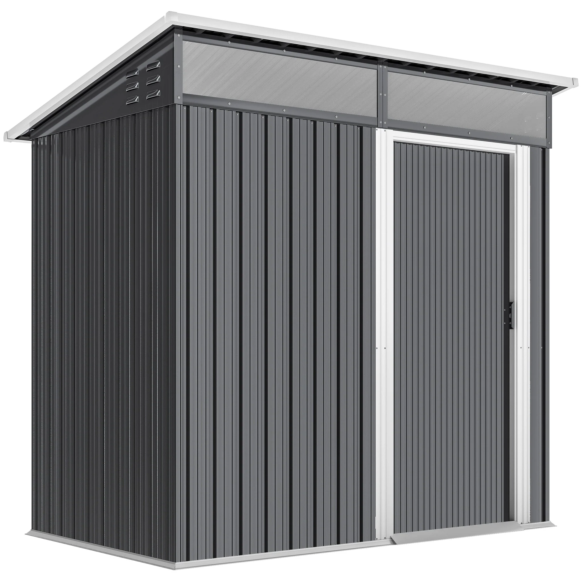 Outsunny Caseta De Jardín Exterior 1,9m² 195x122x182 Cm Con Base Refuerzo Gris