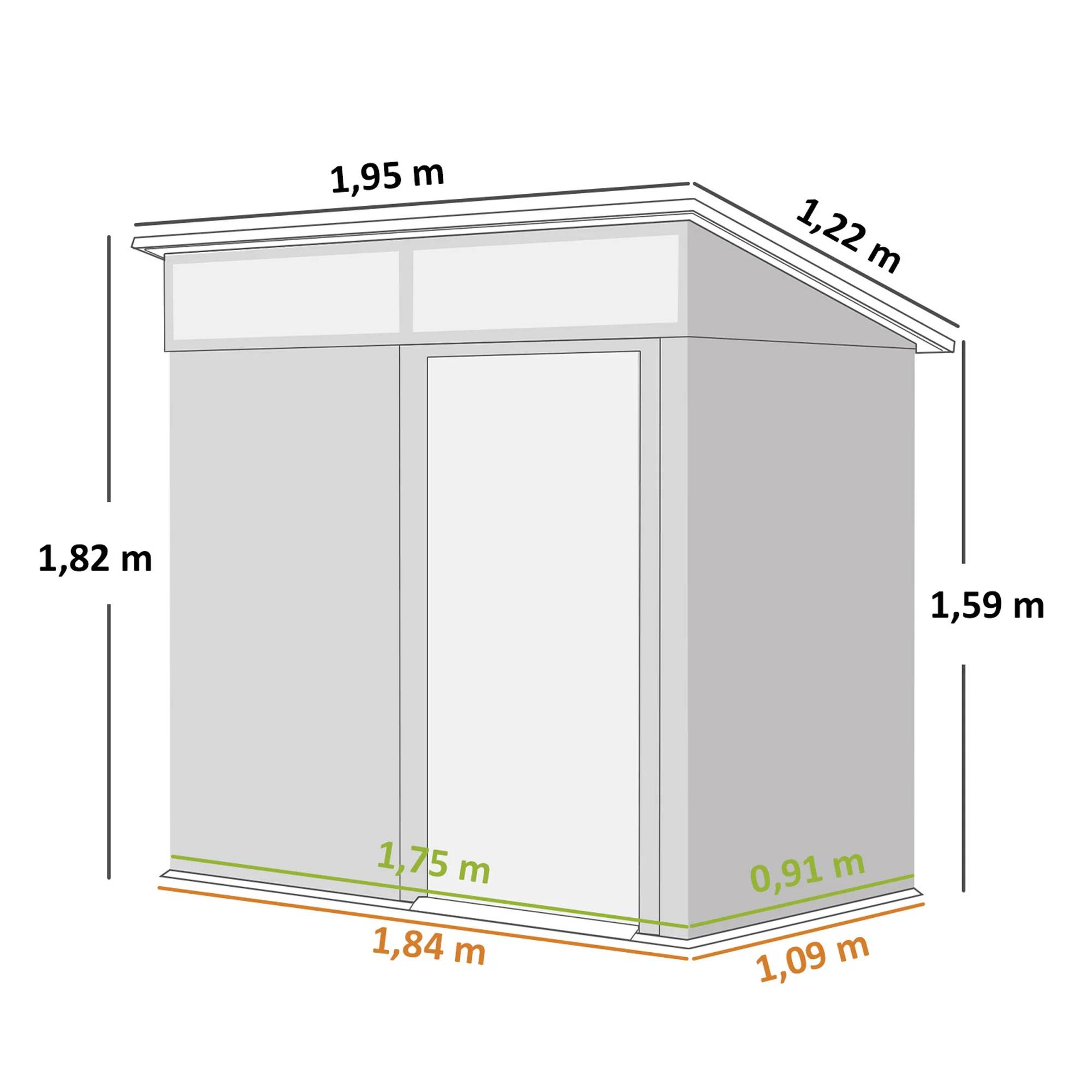 Outsunny Caseta De Jardín Exterior 1,9m² 195x122x182 Cm Con Base Refuerzo Gris - Image 3