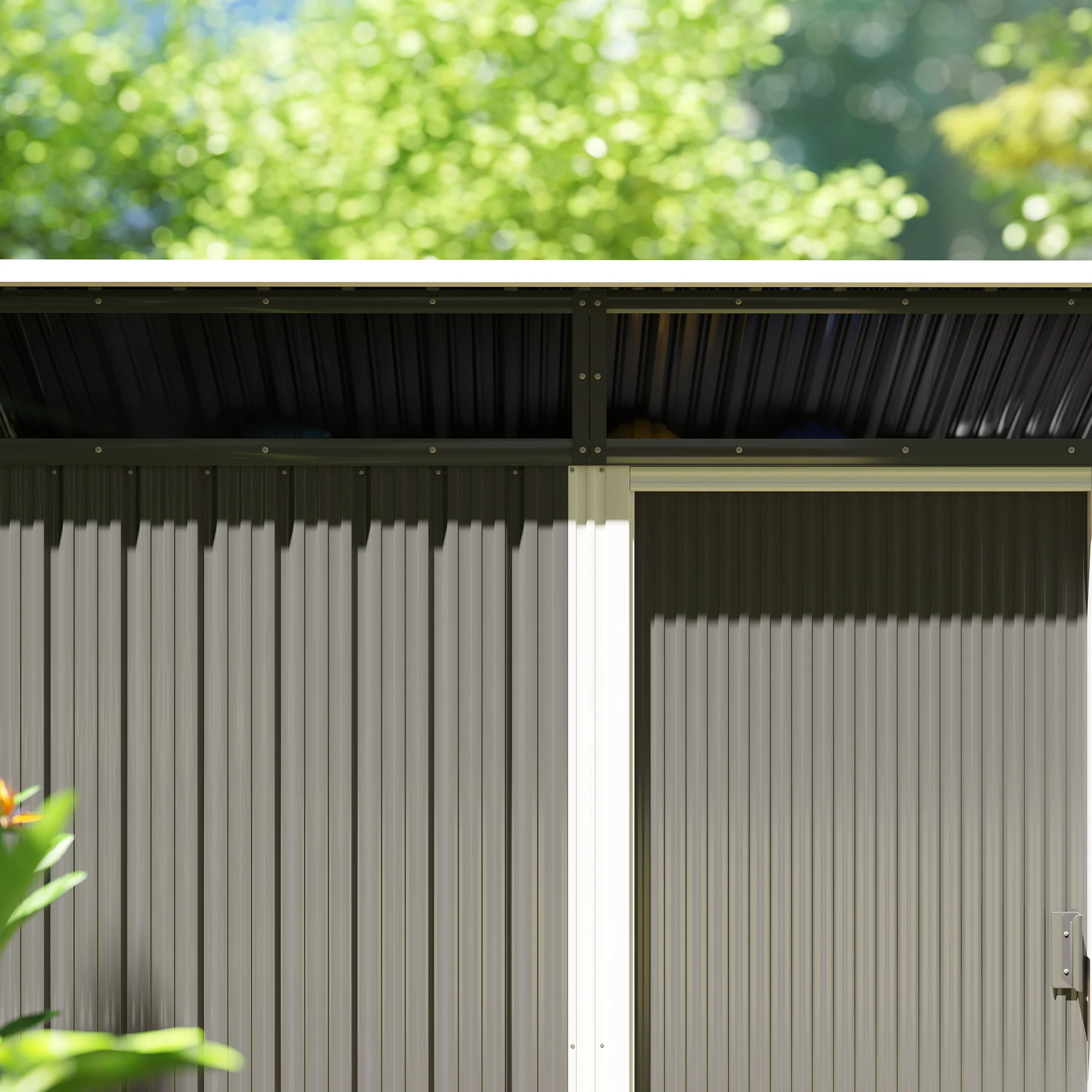 Outsunny Caseta De Jardín Exterior 1,9m² 195x122x182 Cm Con Base Refuerzo Gris - Image 4