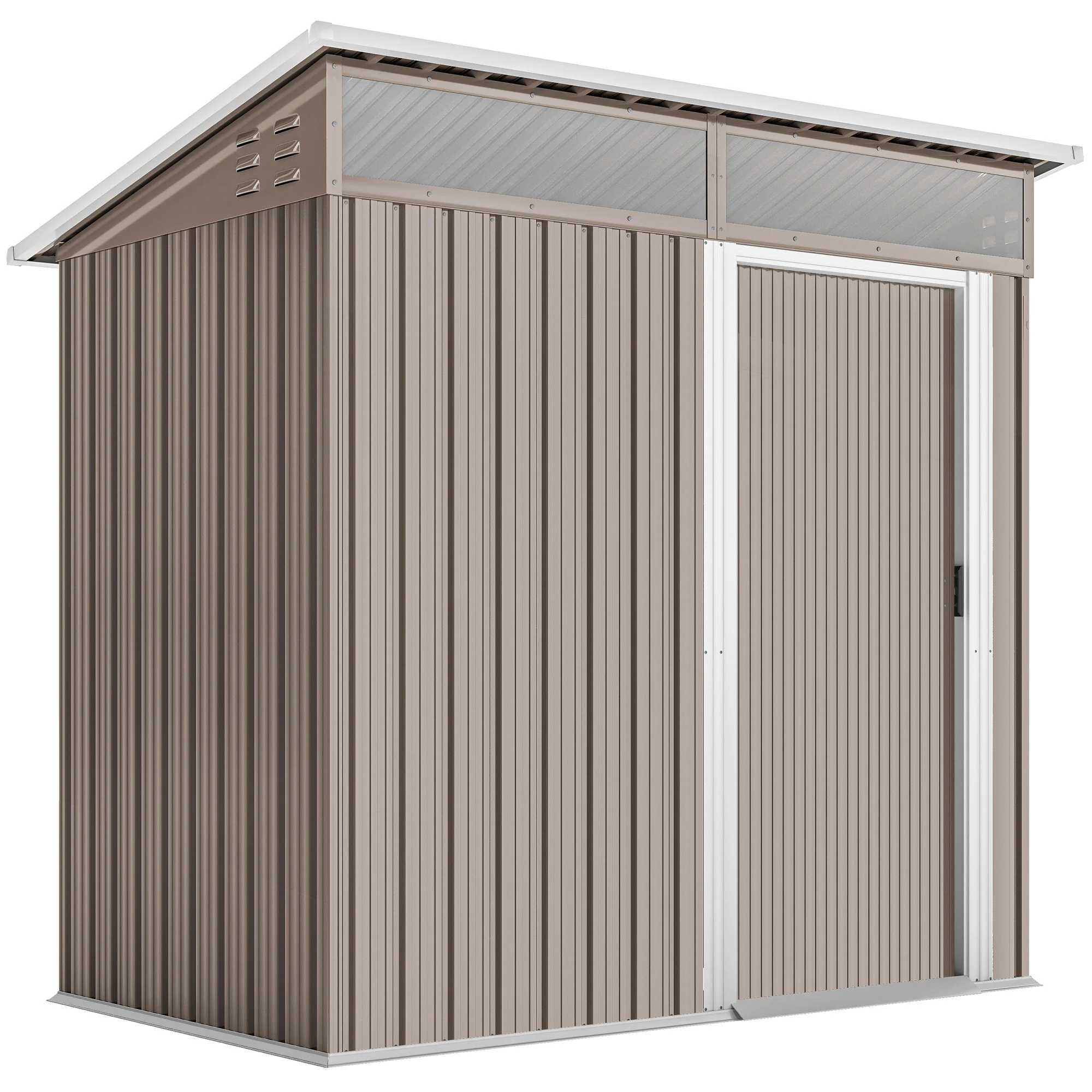 Outsunny Caseta De Jardín Exterior 1,9m² 195x122x182 Cm Con Base Refuerzo Marrón