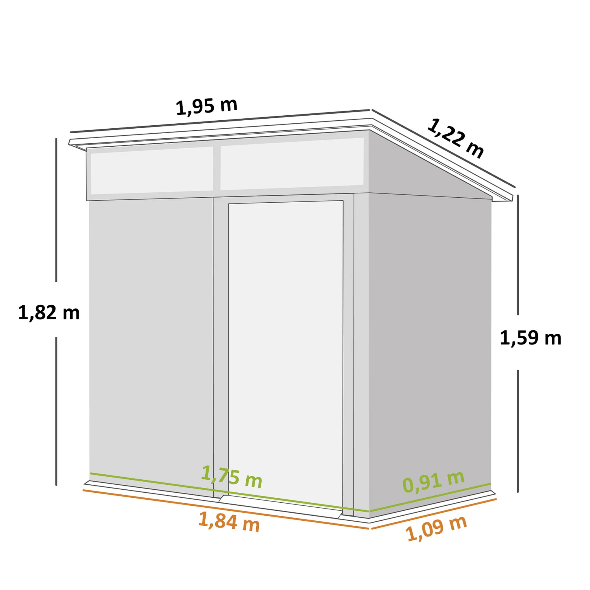 Outsunny Caseta De Jardín Exterior 1,9m² 195x122x182 Cm Con Base Refuerzo Marrón - Image 3