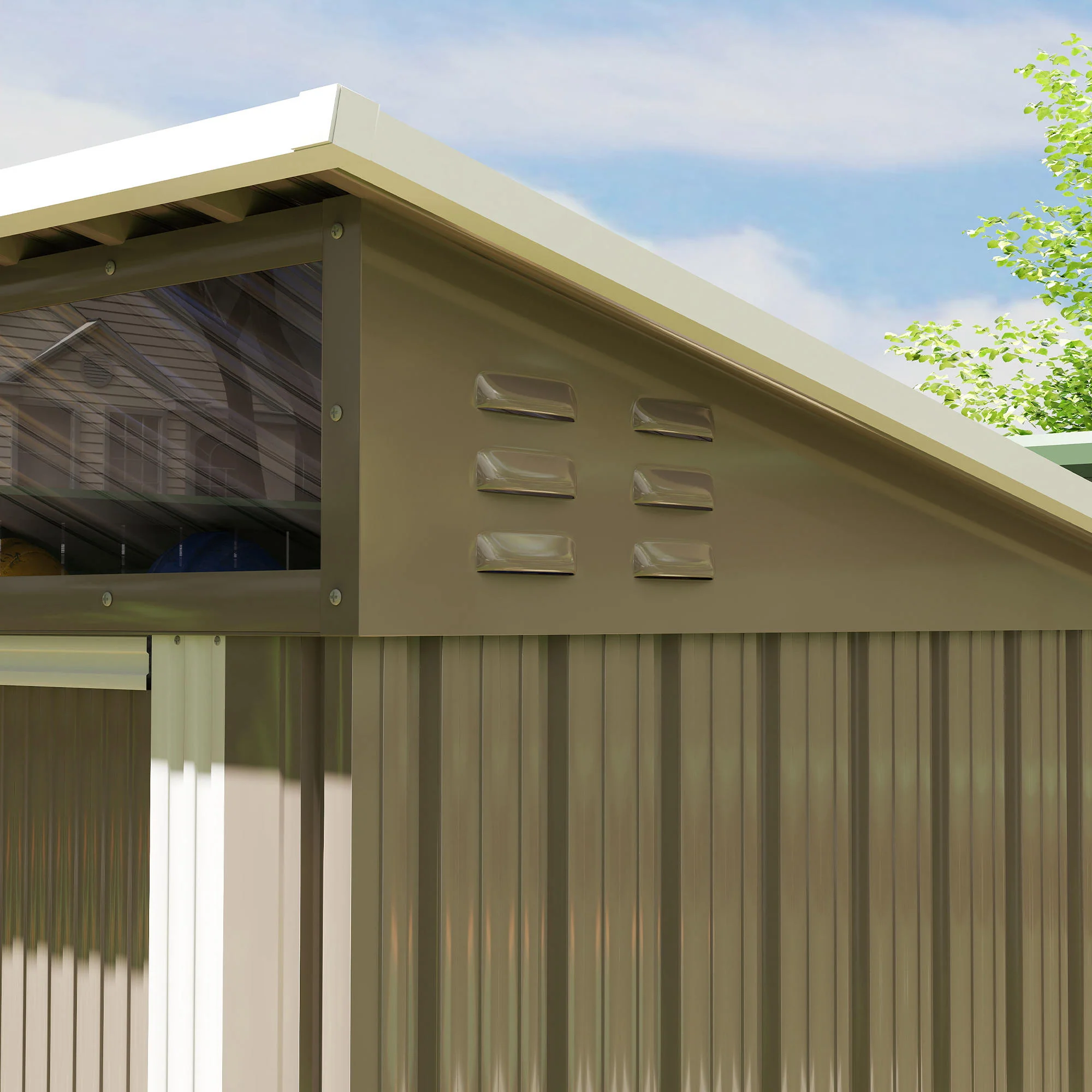 Outsunny Caseta De Jardín Exterior 1,9m² 195x122x182 Cm Con Base Refuerzo Marrón - Image 4