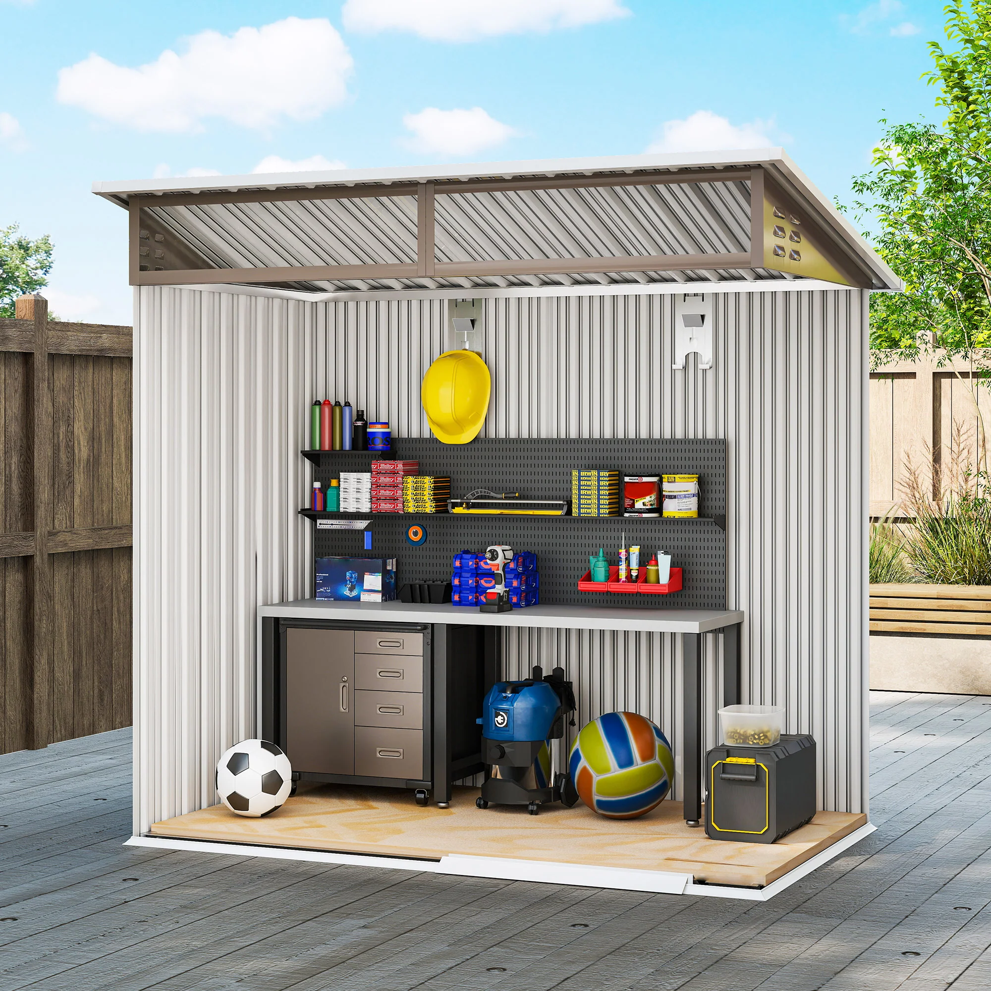 Outsunny Caseta De Jardín Exterior 1,9m² 195x122x182 Cm Con Base Refuerzo Marrón - Image 5