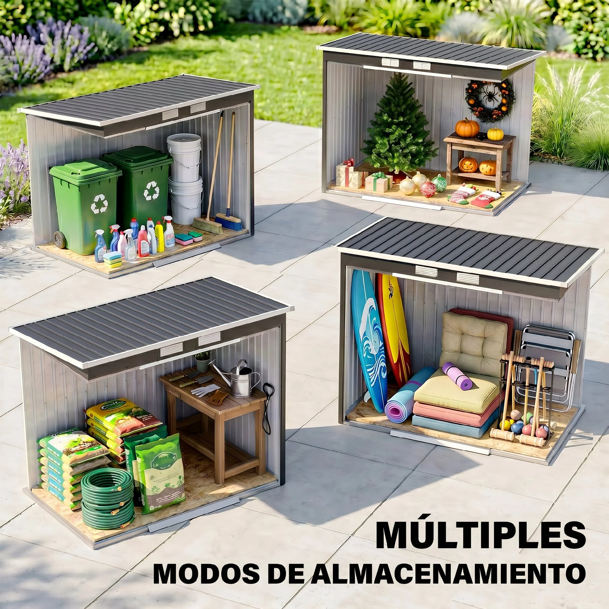 Outsunny Caseta De Jardín Exterior 2,4 M² 213x130x172 Cm Con Puerta Corredera - Image 4