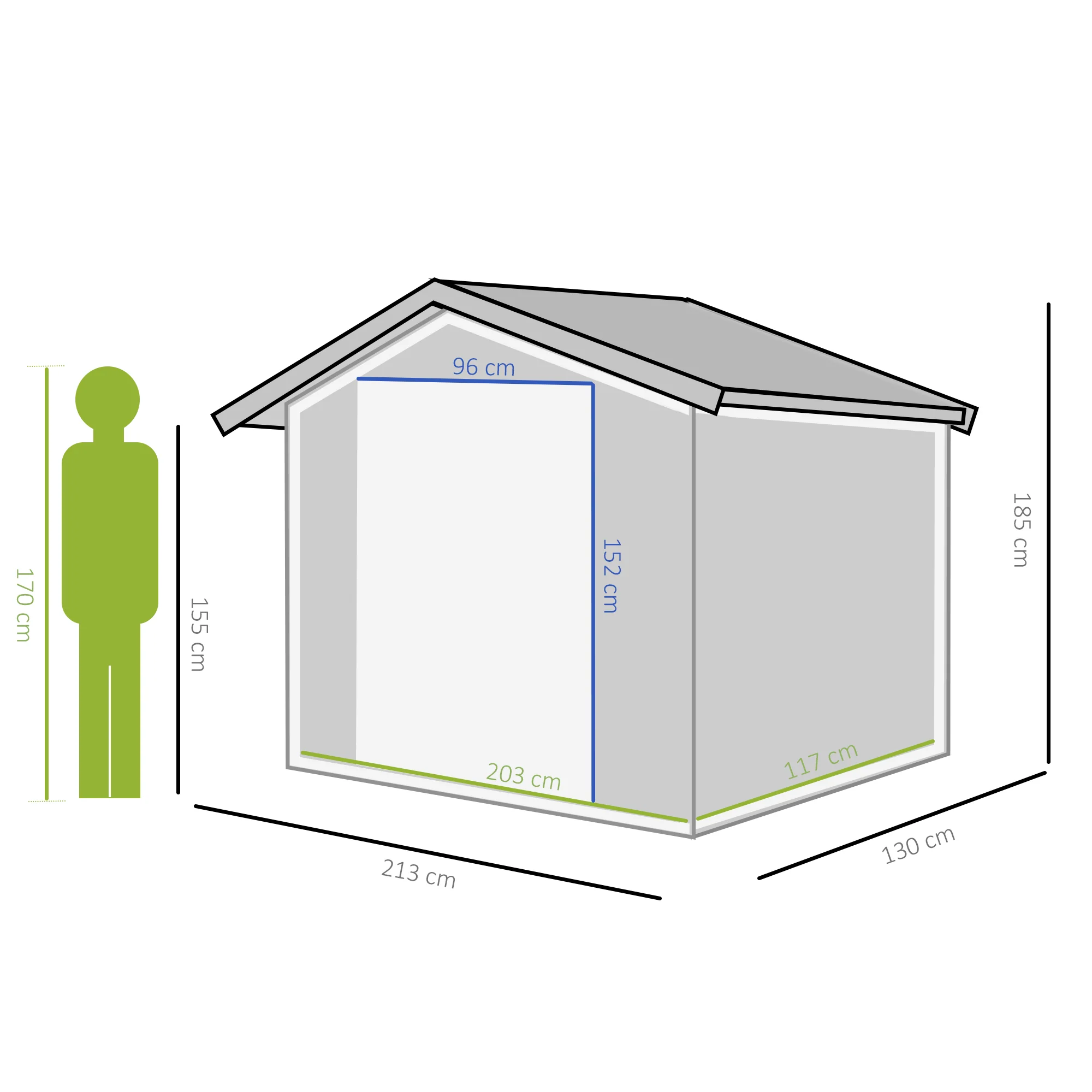 Outsunny Caseta De Jardín Exterior 2,42 M² 213x130x185 Cm Con Puerta Corredera - Image 3