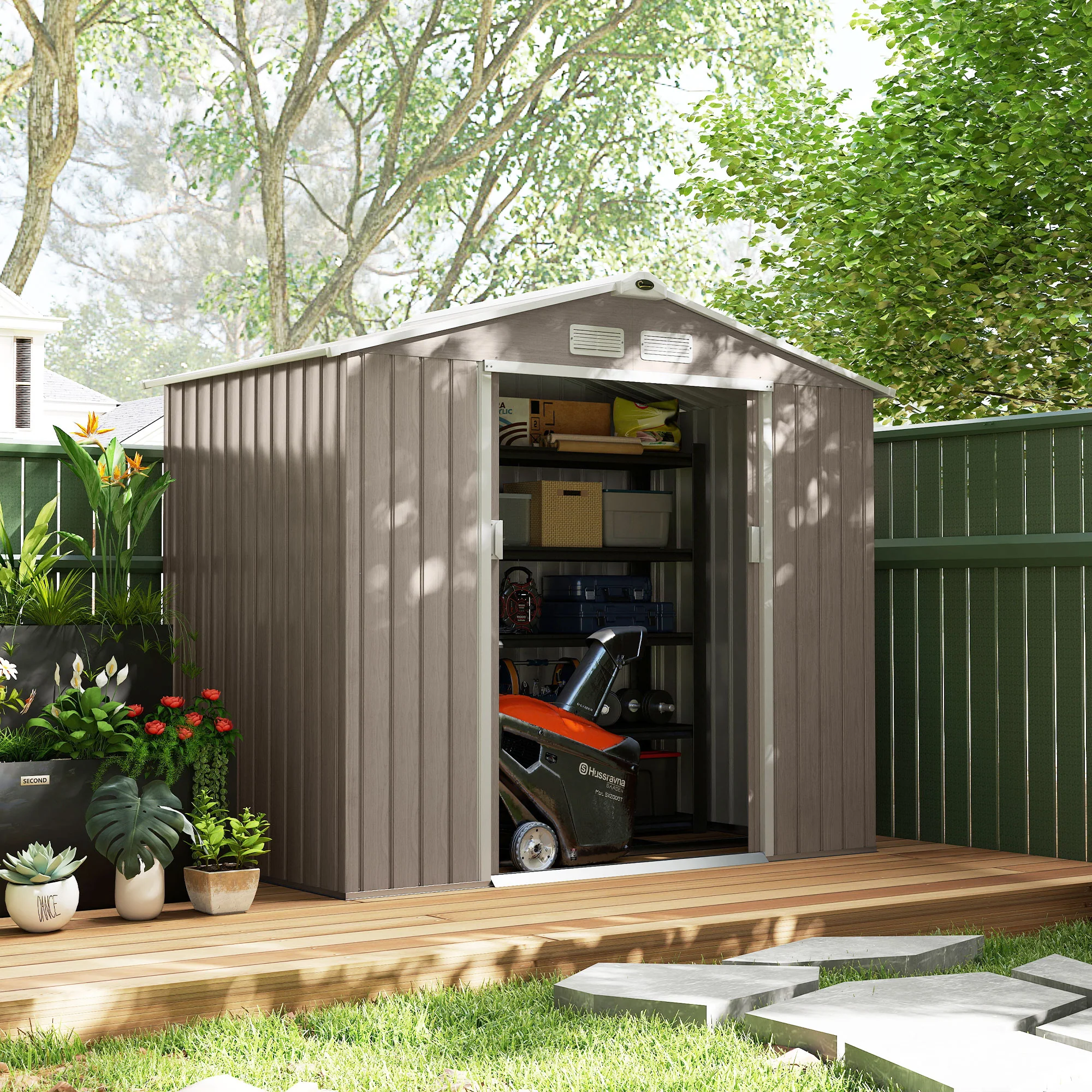 Outsunny Caseta De Jardín Exterior 2,42 M² 213x130x185 Cm Con Puerta Corredera - Image 5