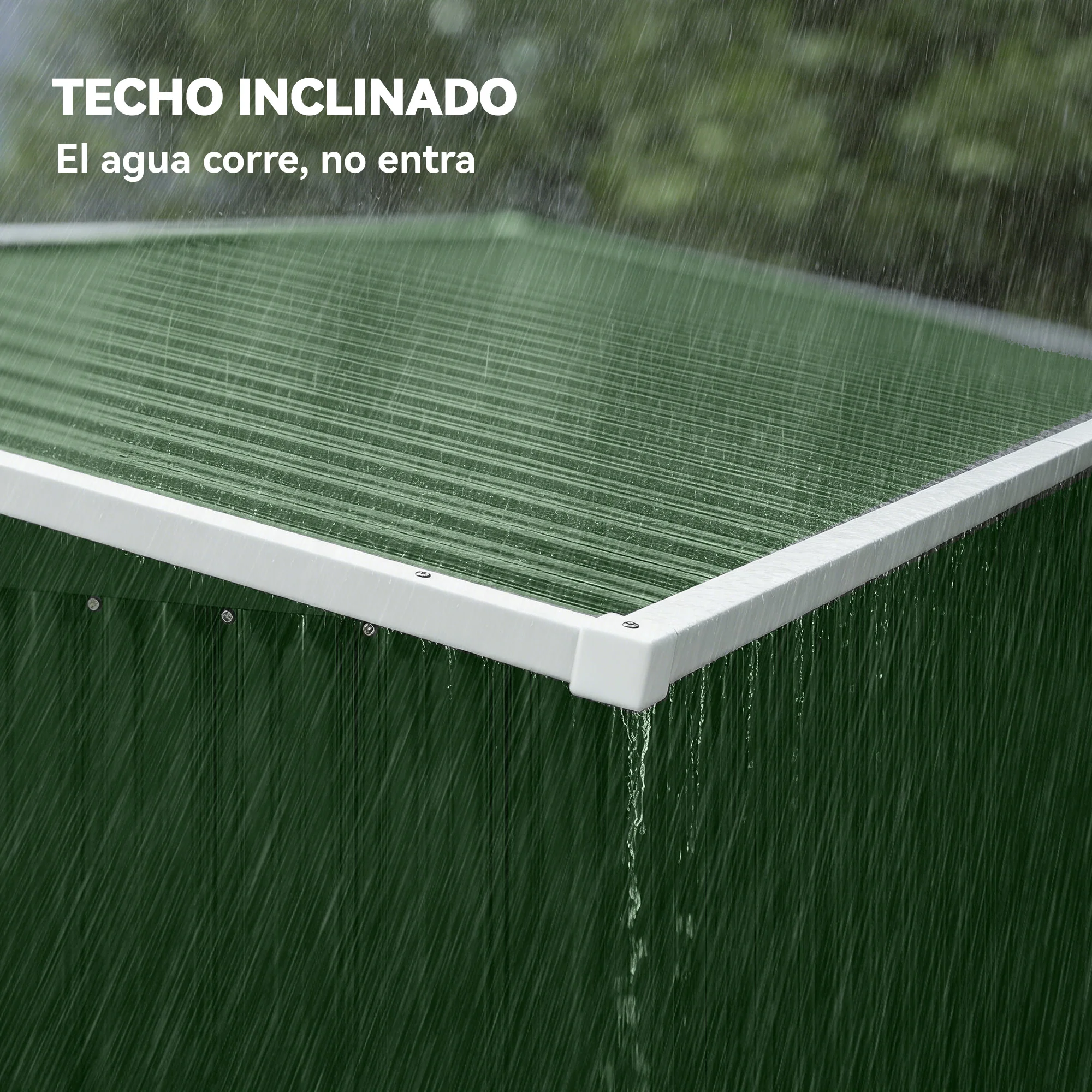 Outsunny Caseta De Jardín Exterior 2,7 M² 234x132x185 Cm Triple Puerta Verde - Image 6