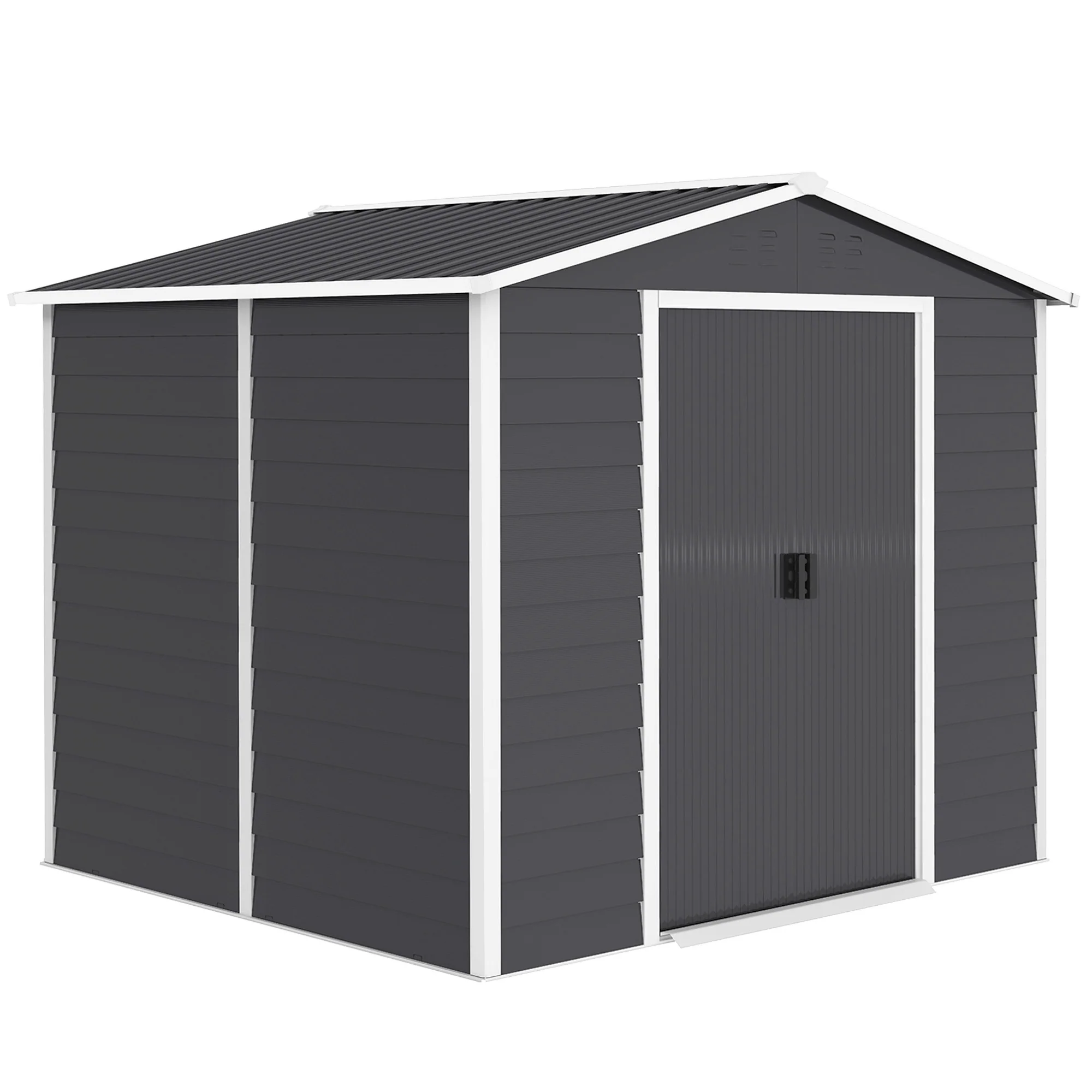 Outsunny Caseta De Jardín Exterior 4,4 M² 240x206x198 Cm Puerta Corredera Gris