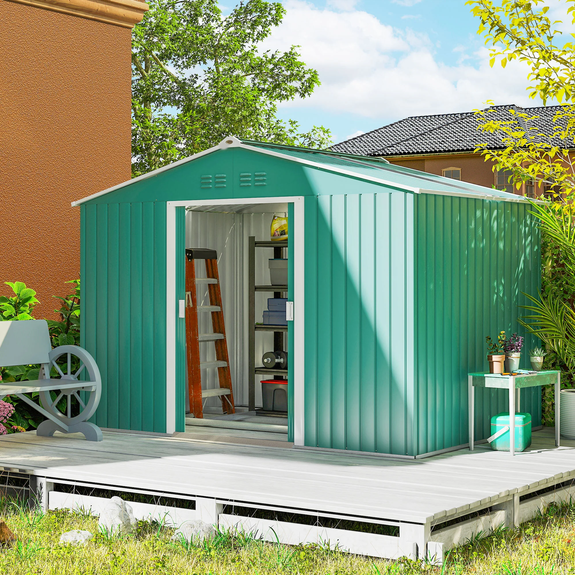 Outsunny Caseta De Jardín Exterior 4,9 M² 277x195x192 Cm Con Puerta Corredera - Image 2