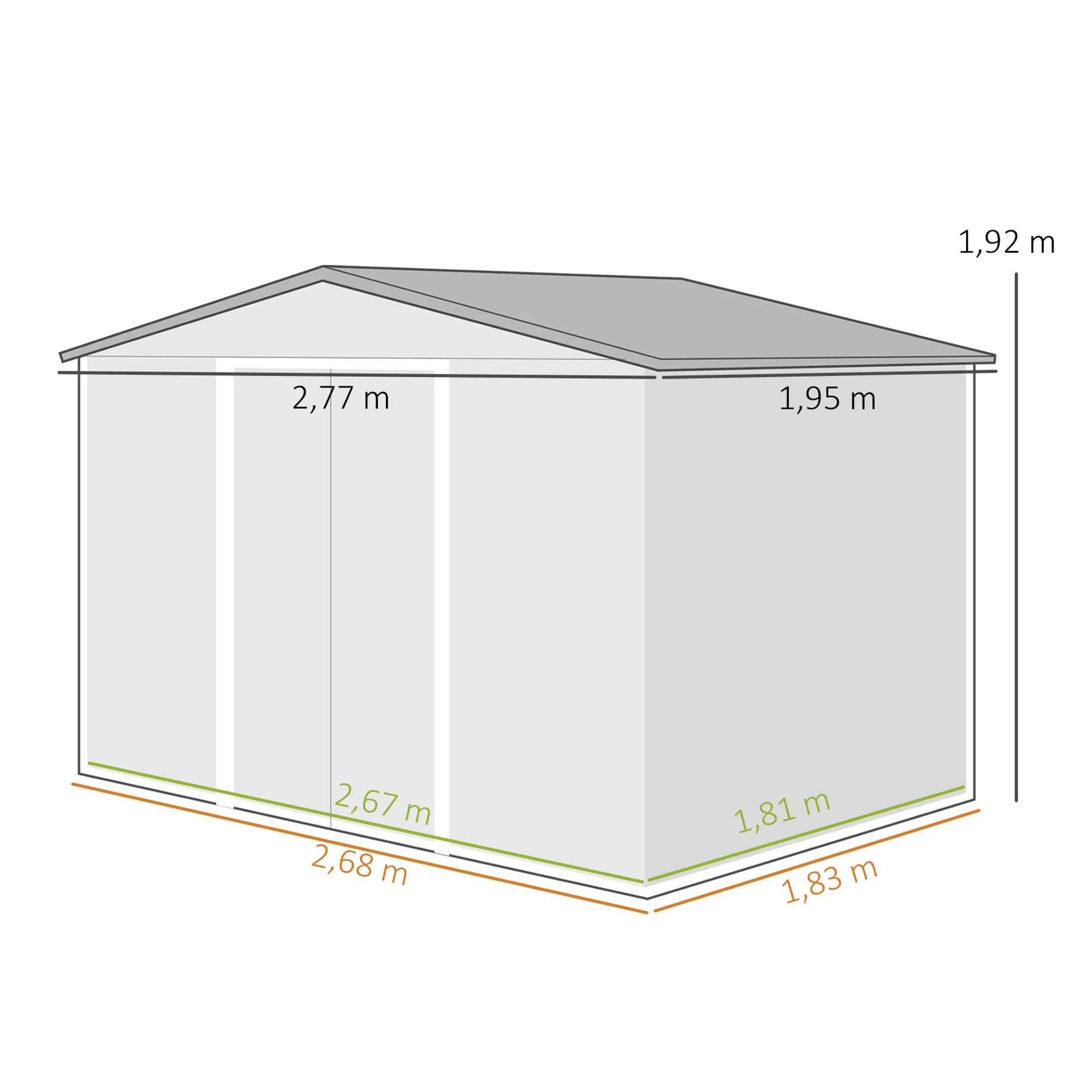 Outsunny Caseta De Jardín Exterior 4,9 M² 277x195x192 Cm Con Puerta Corredera - Image 3