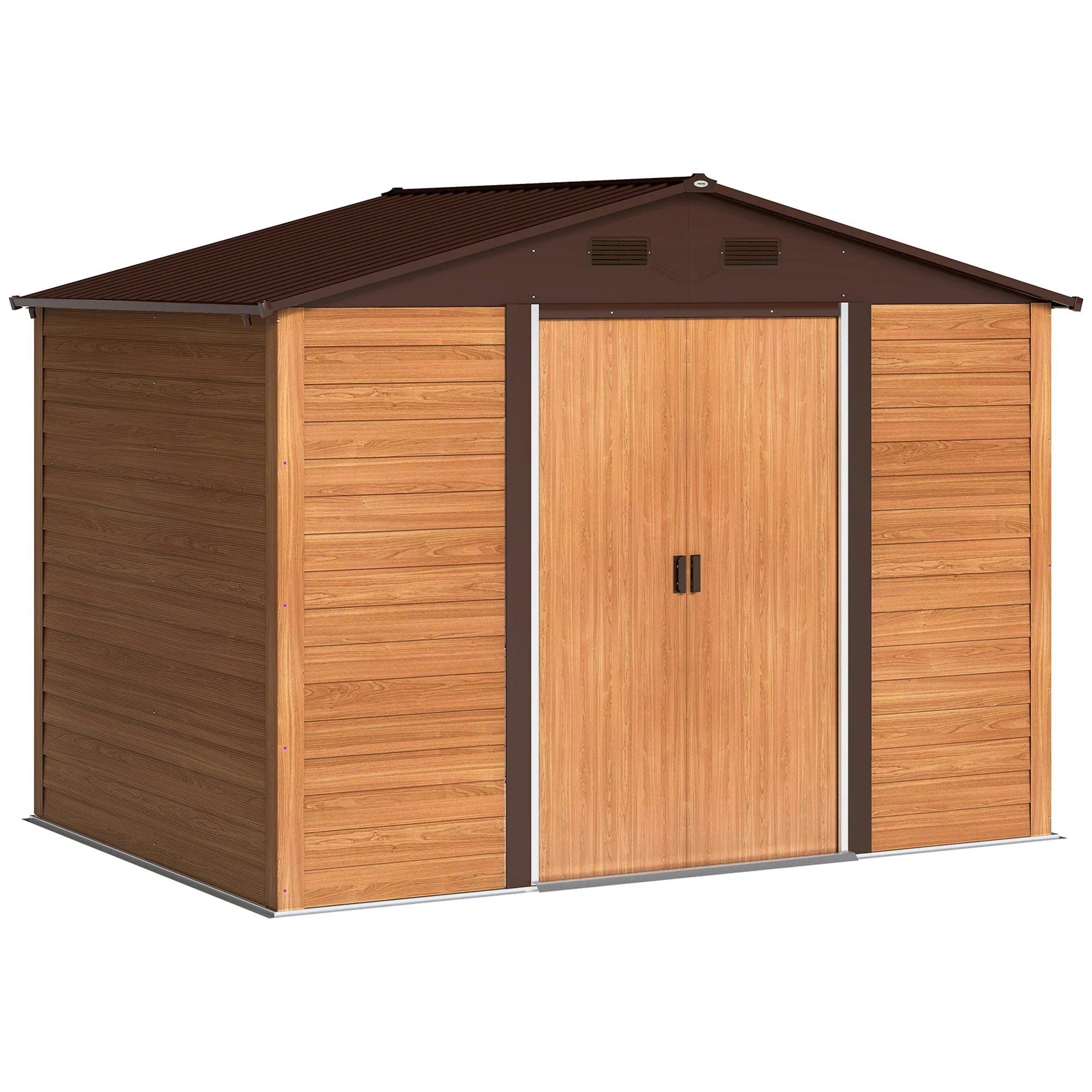 Outsunny Caseta De Jardín Exterior Con 2 Puertas 4,84m² 278x195x215cm Natural