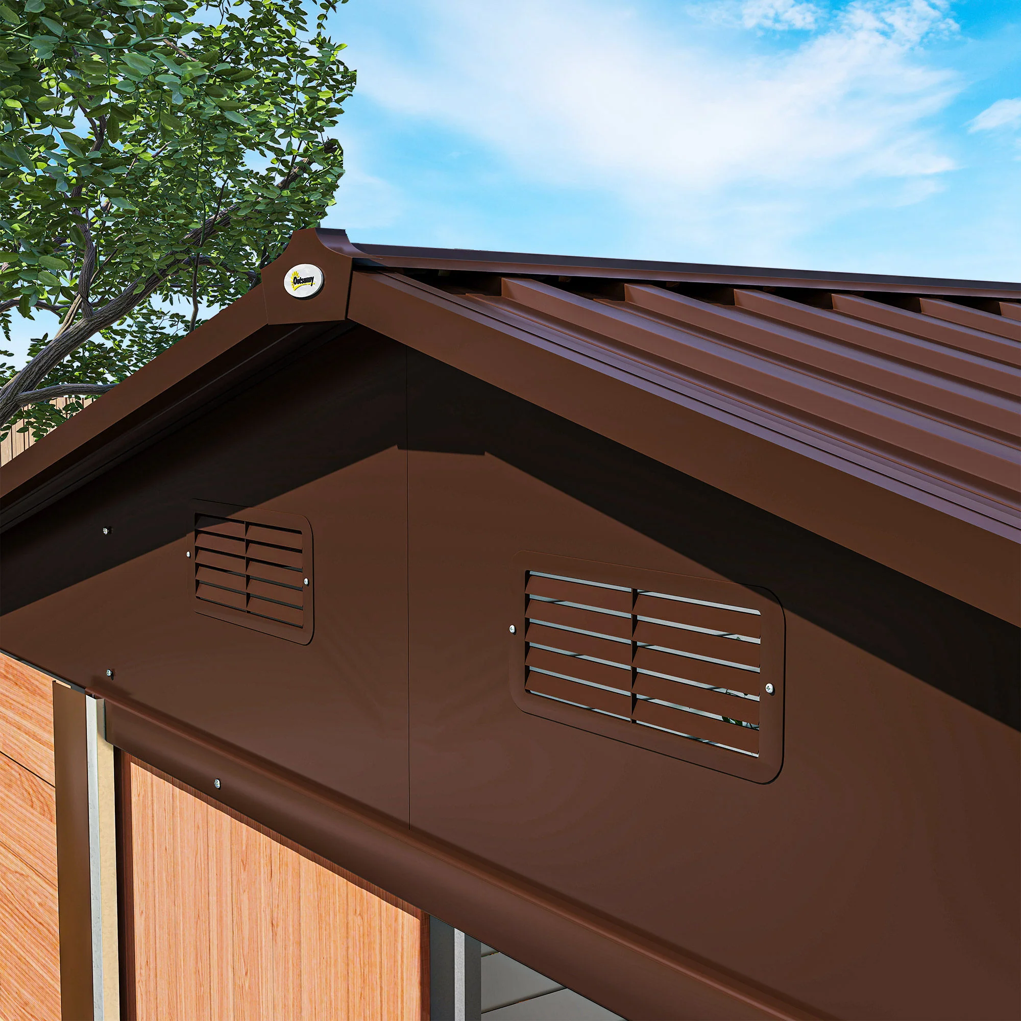 Outsunny Caseta De Jardín Exterior Con 2 Puertas 4,84m² 278x195x215cm Natural - Image 4