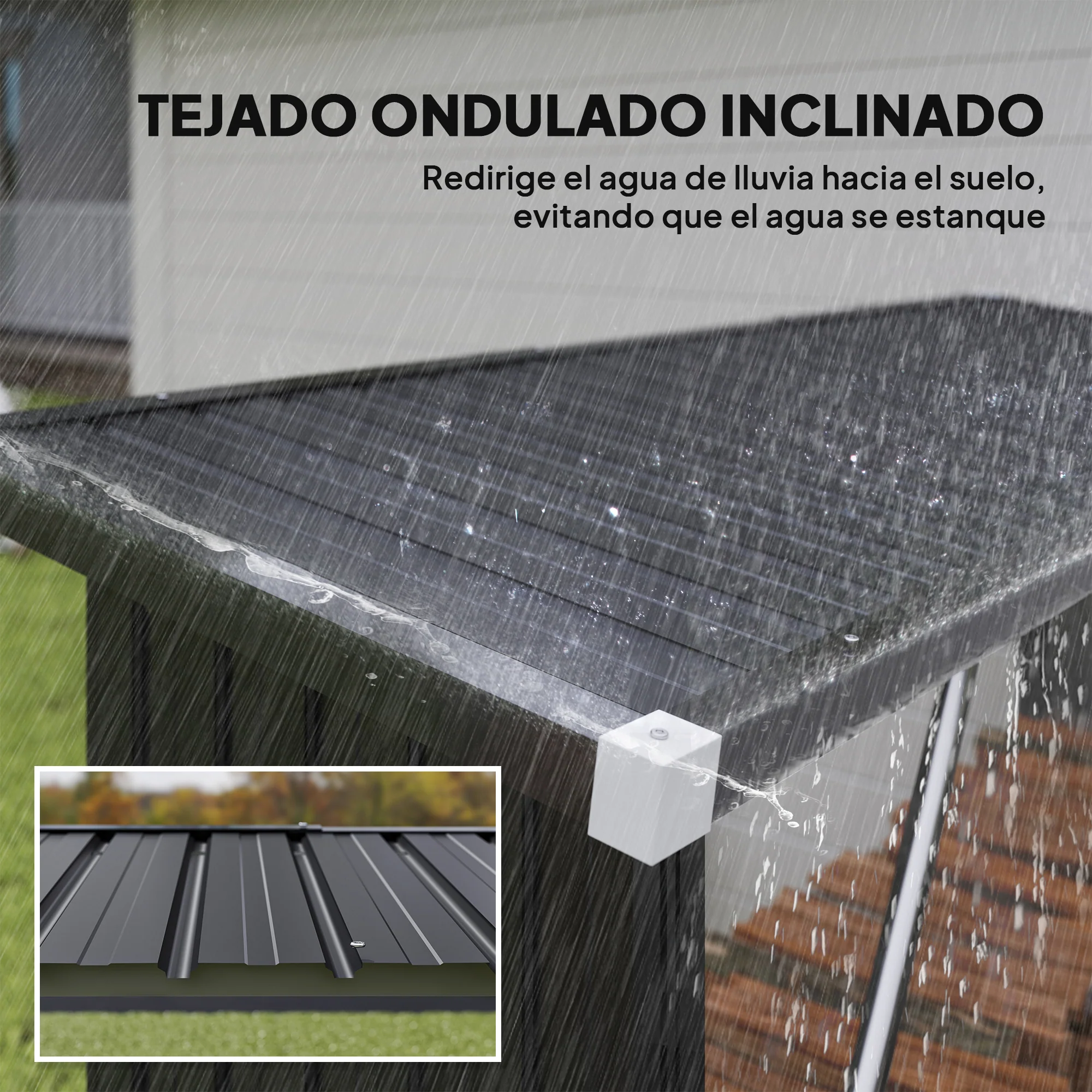 Outsunny Casetilla Para Leña Acero Galvanizado Con Base Elevada 213x66,5x150 Cm - Image 6