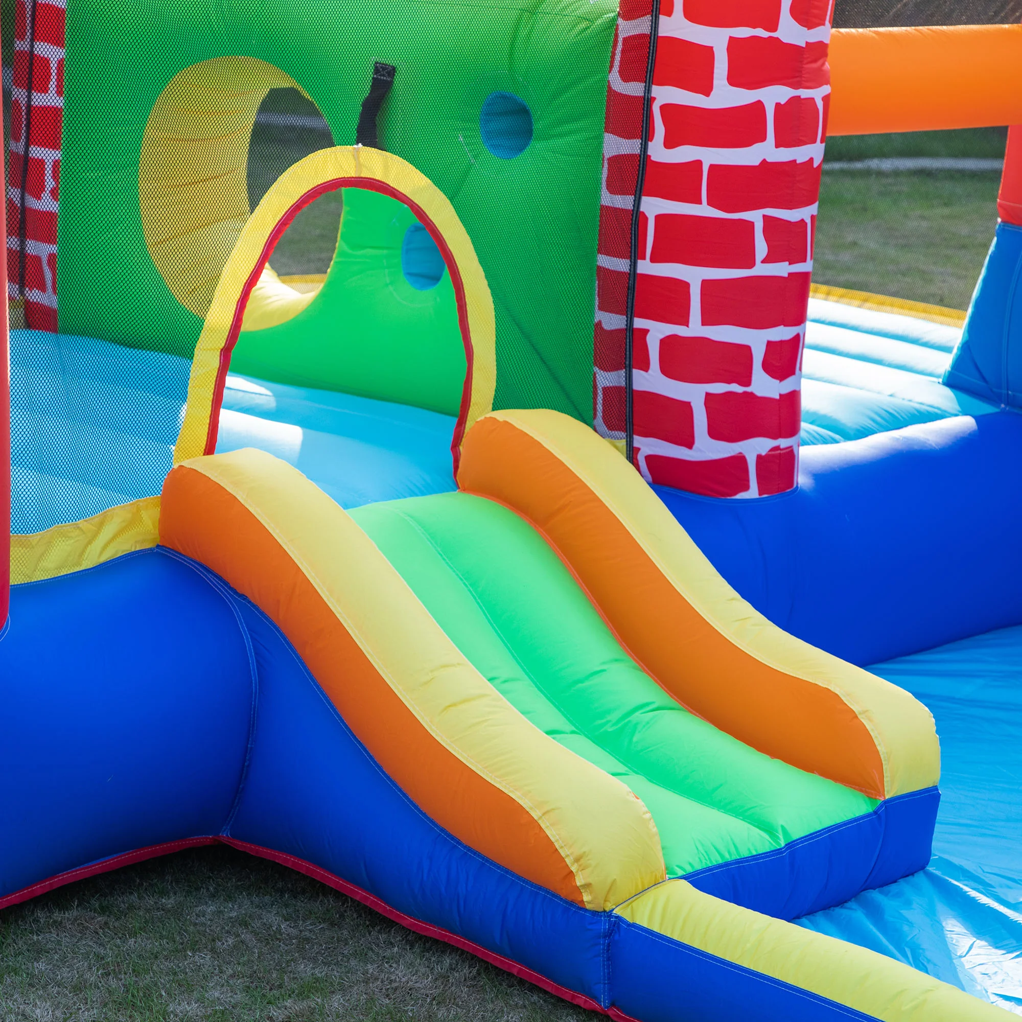 Outsunny Castillo Hinchable Con 2 Toboganes 2 Camas Salto Piscina 380x370x230 Cm - Image 4
