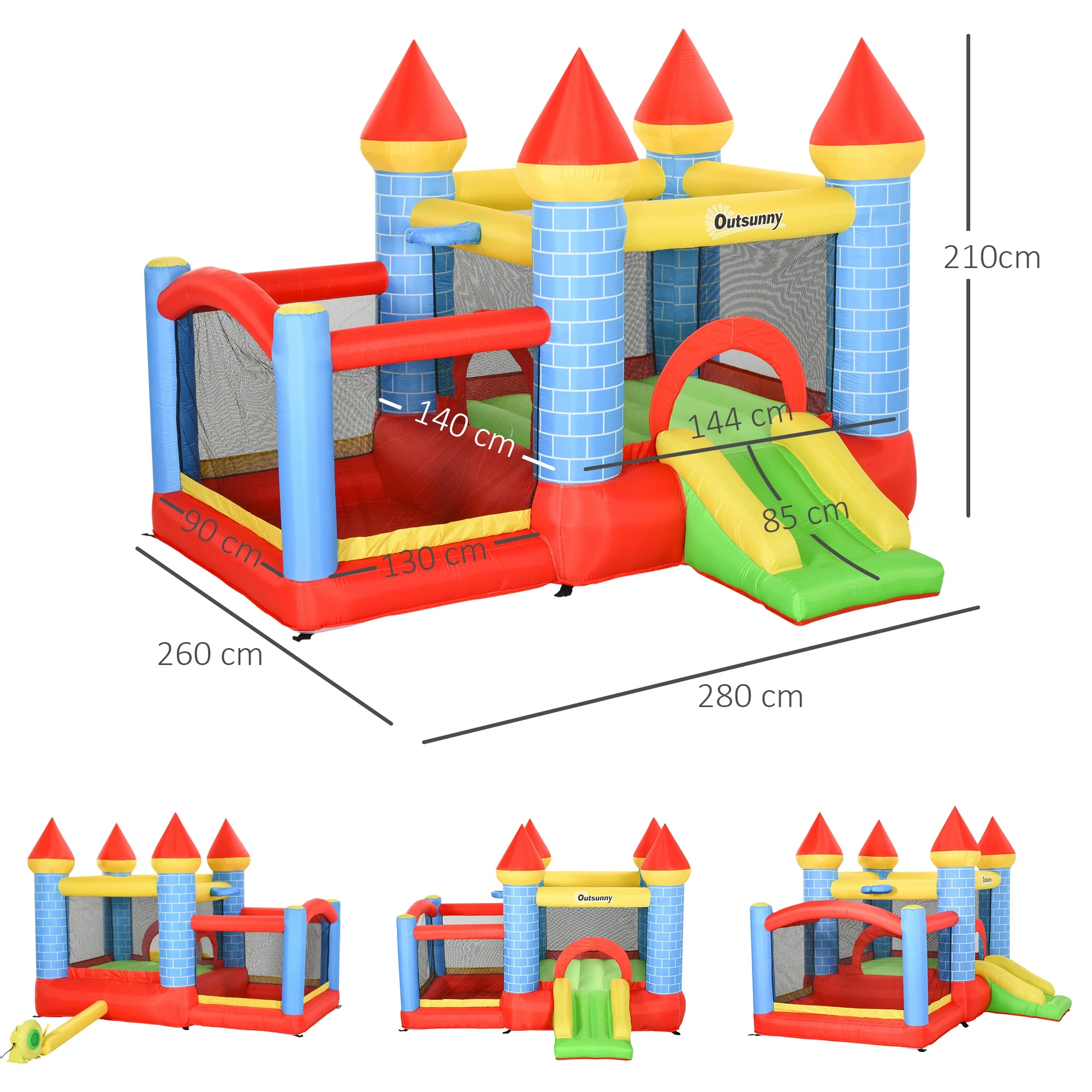 Outsunny Castillo Hinchable Infantil 280x260x210 Cm Con Inflador - Image 3