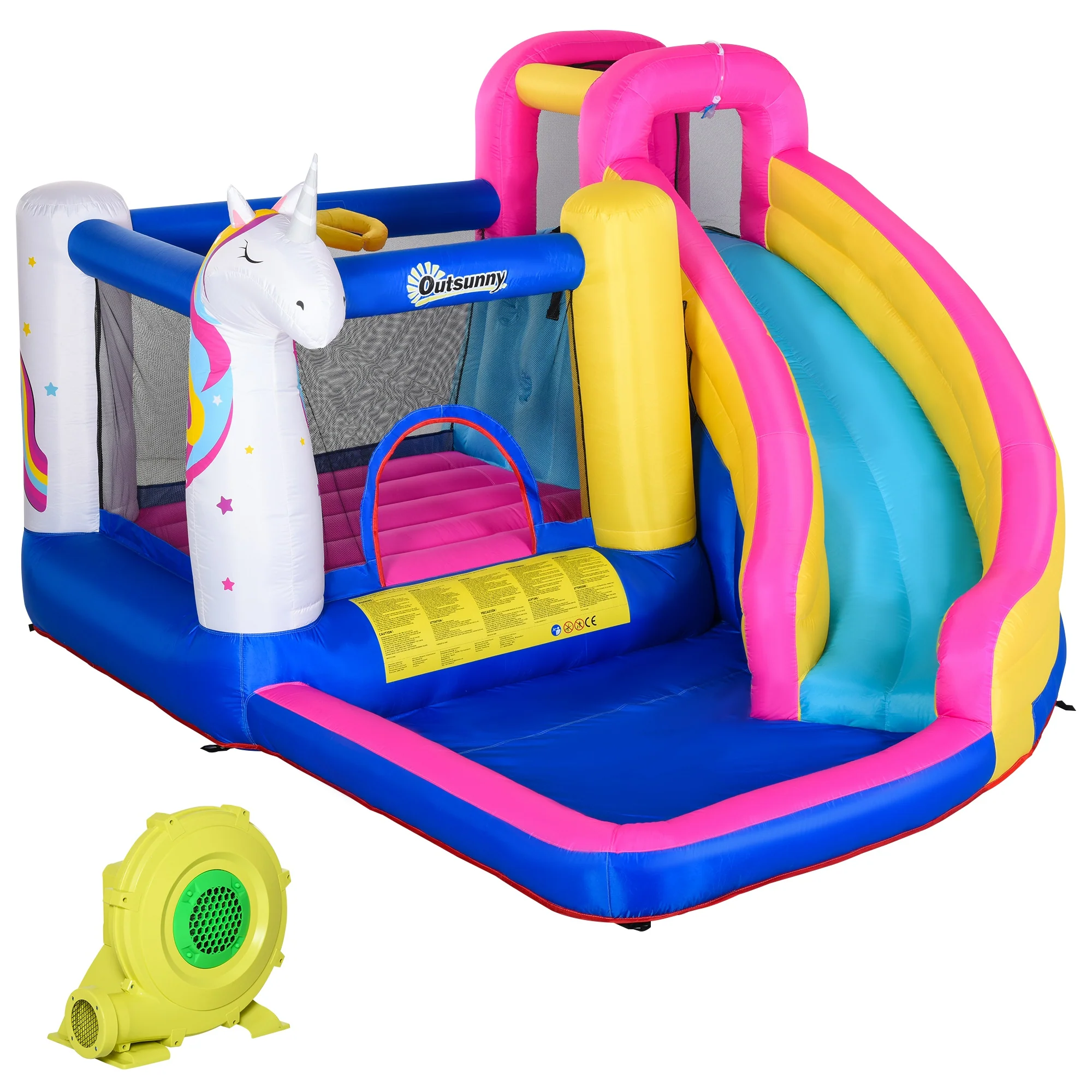 Outsunny Castillo Hinchable Infantil Con Tobogán Inflador 360x305x210 Cm Multi