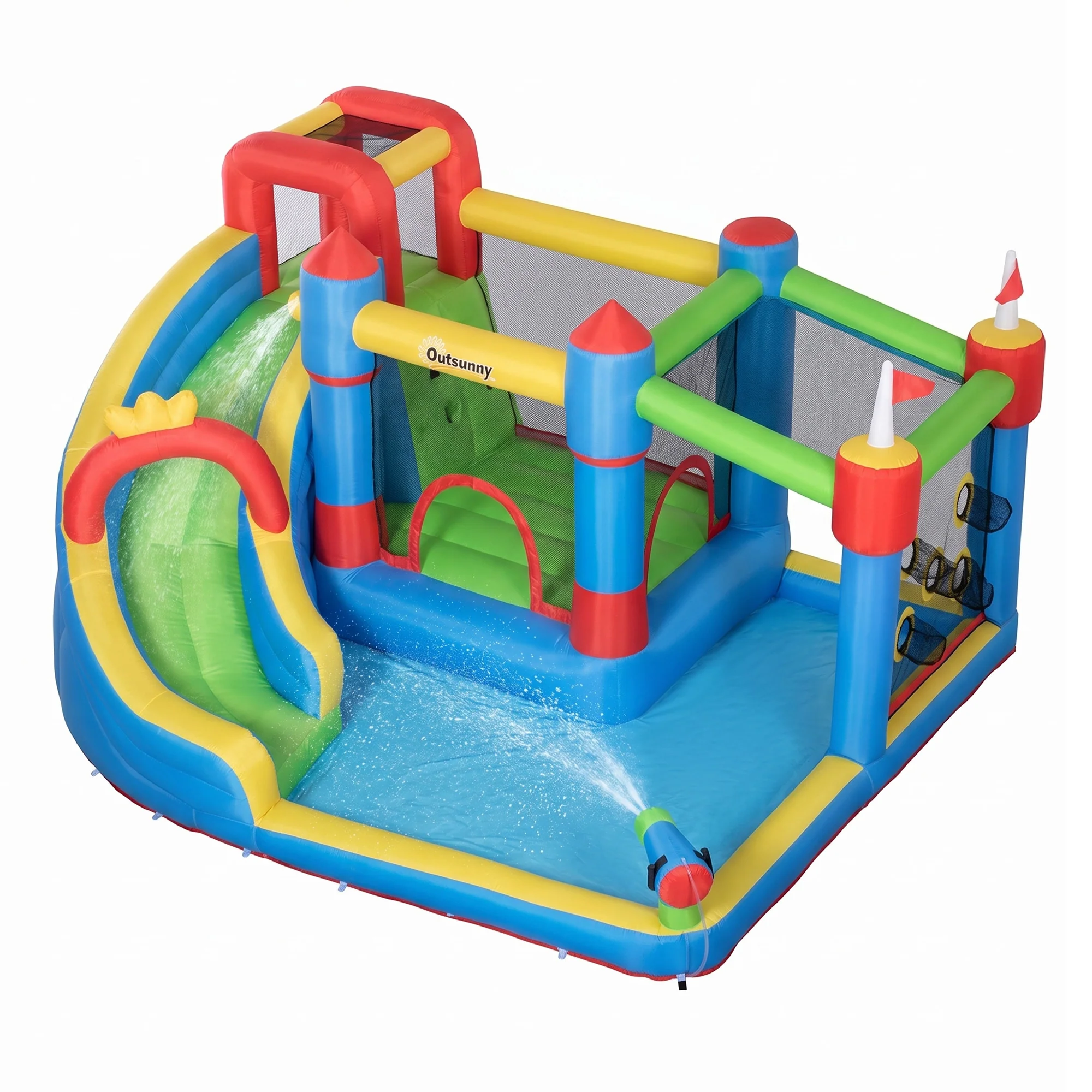 Outsunny Castillo Hinchable Para Niños Con Piscina 390x300x197 Cm Multicolor